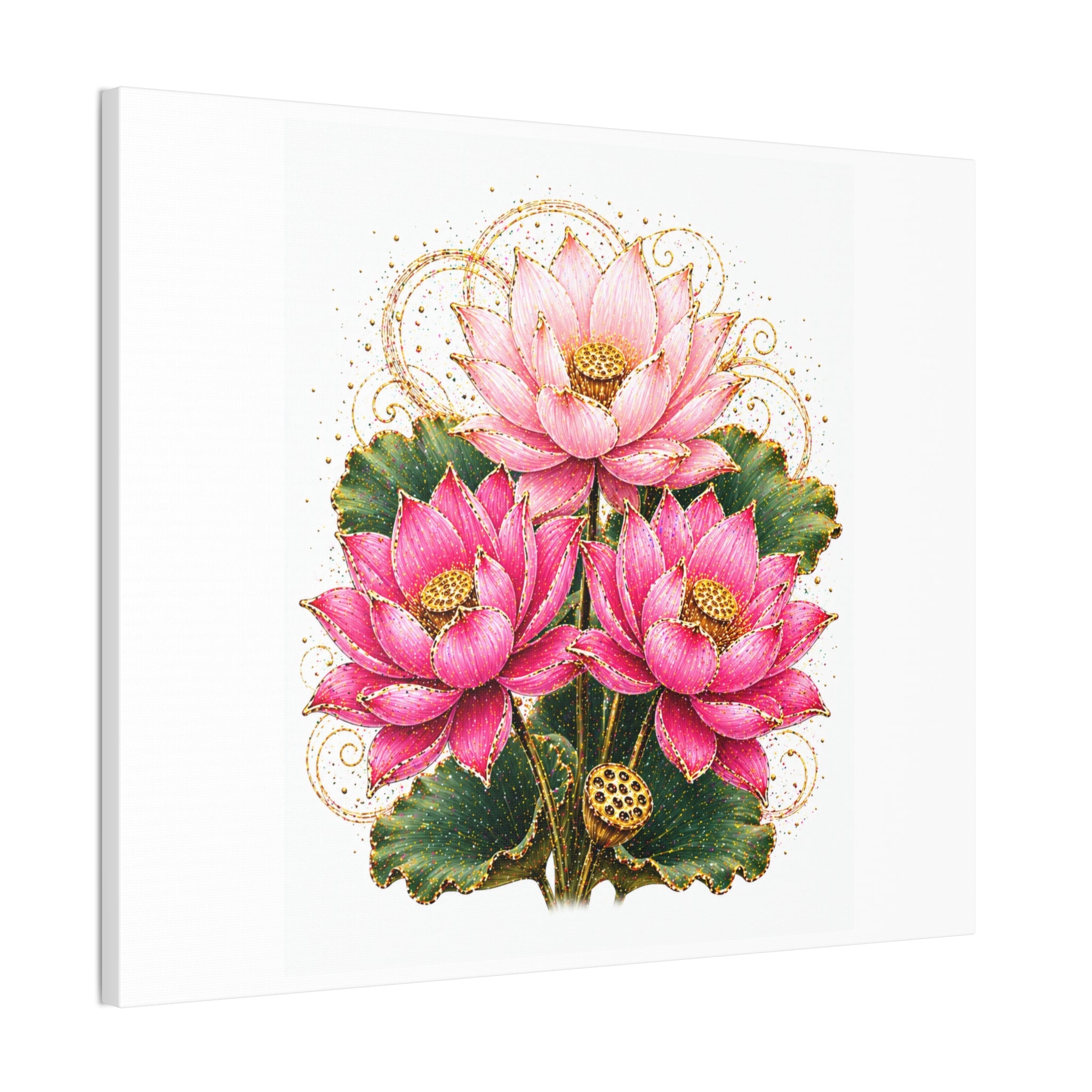 Lotus Floral Canvas Wall Art — Pink Lotus Stretched Canvas Print