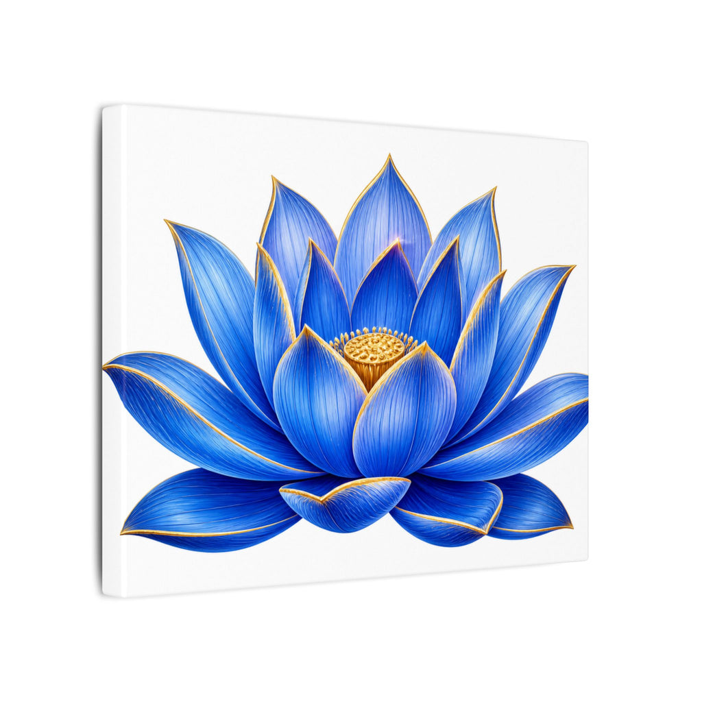 Blue Lotus Canvas Wall Art — Stretched Matte Floral Print