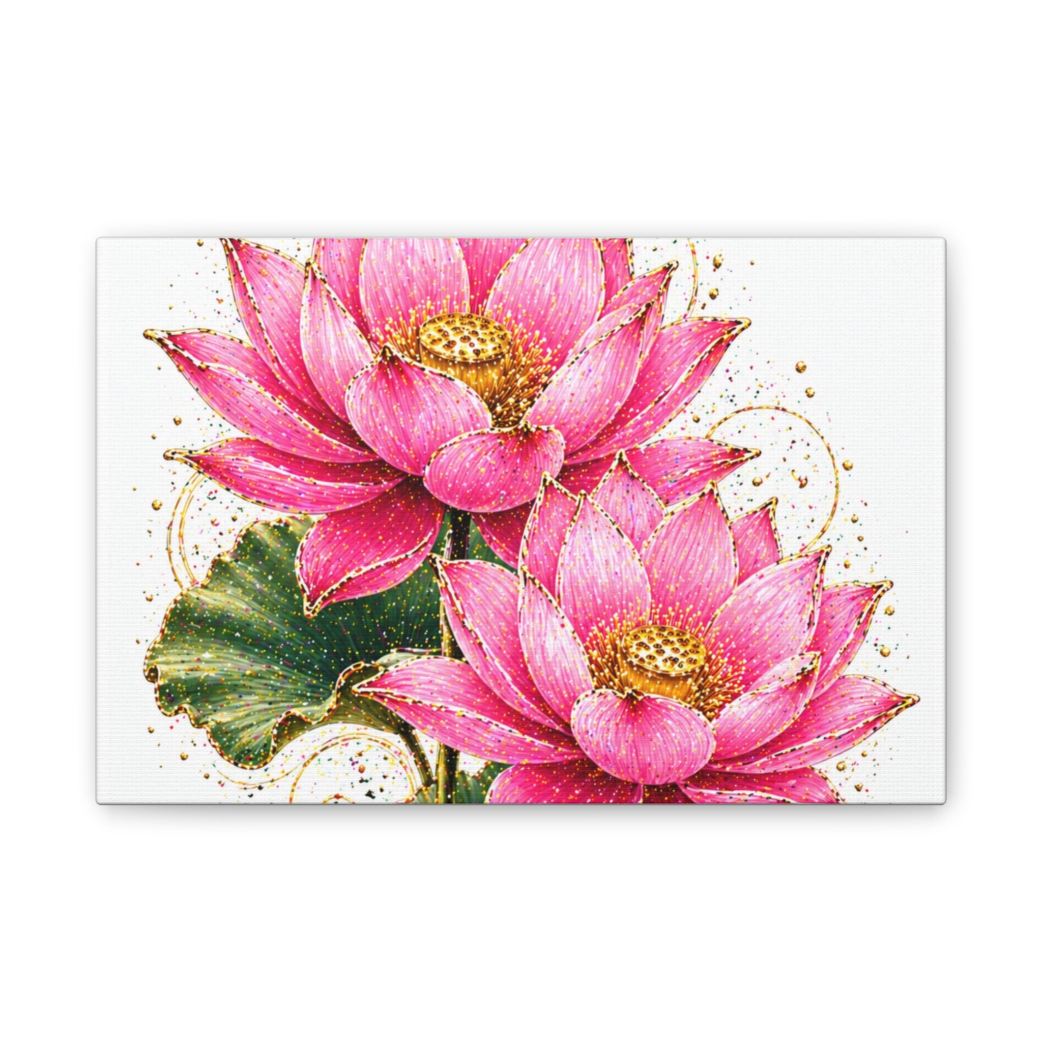 Pink Lotus Canvas Wall Art — Stretched Floral Canvas Print
