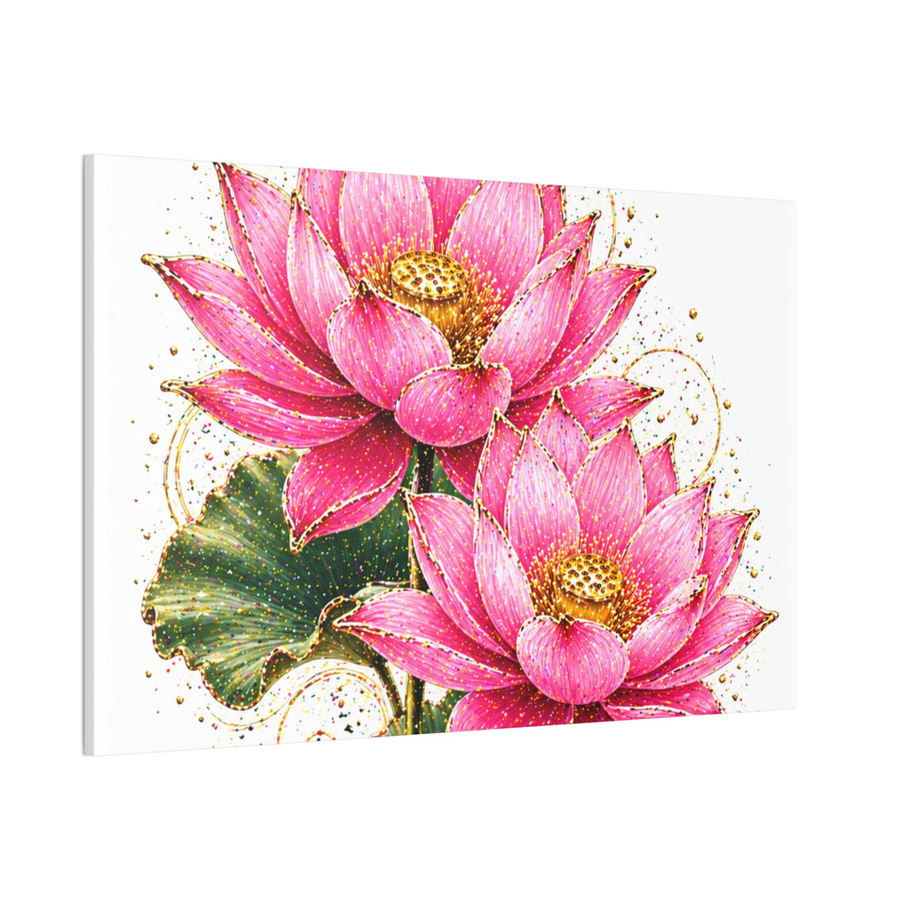 Pink Lotus Canvas Wall Art — Stretched Floral Canvas Print