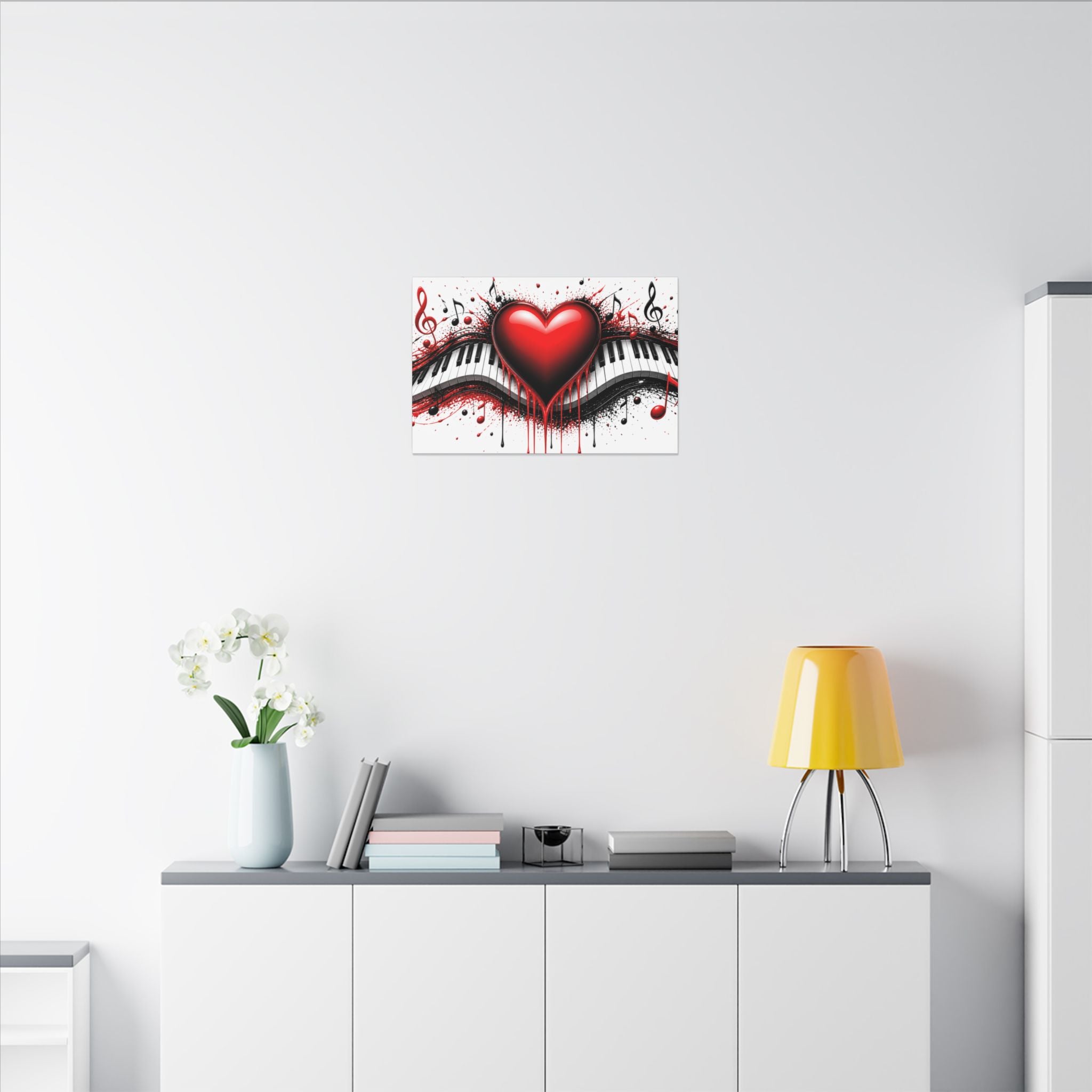 Dripping Red Heart Piano Matte Canvas