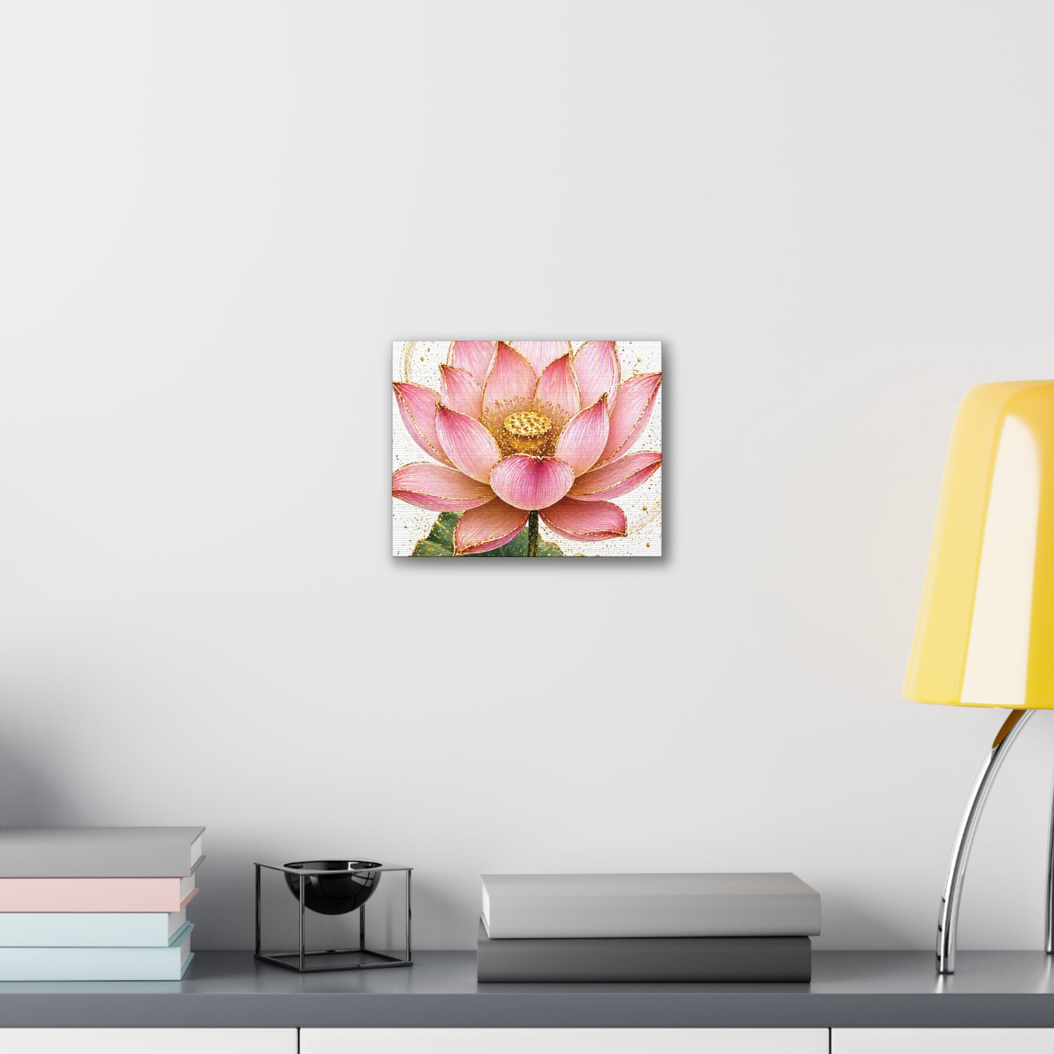 Pink Lotus Canvas Wall Art — Stretched Floral Canvas Print