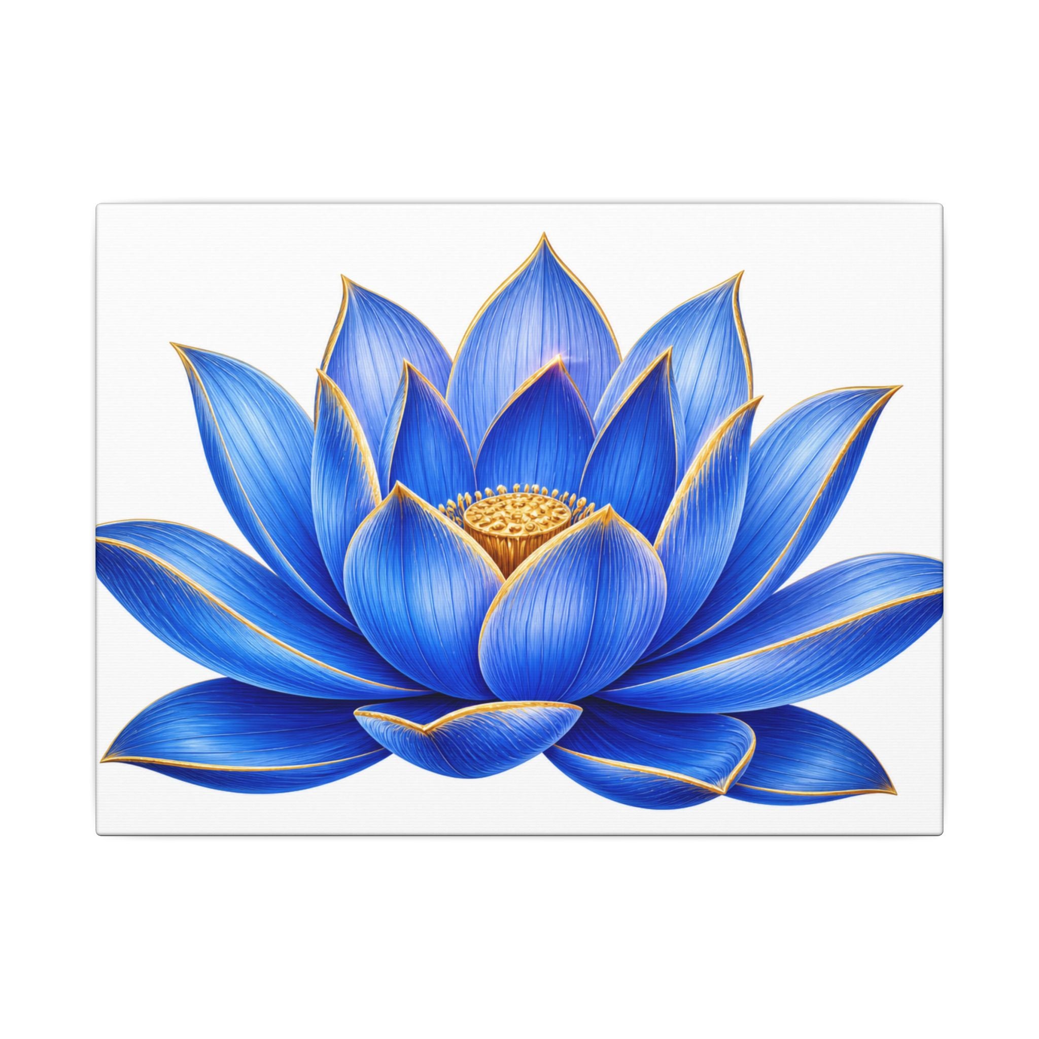 Blue Lotus Canvas Wall Art — Stretched Matte Floral Print