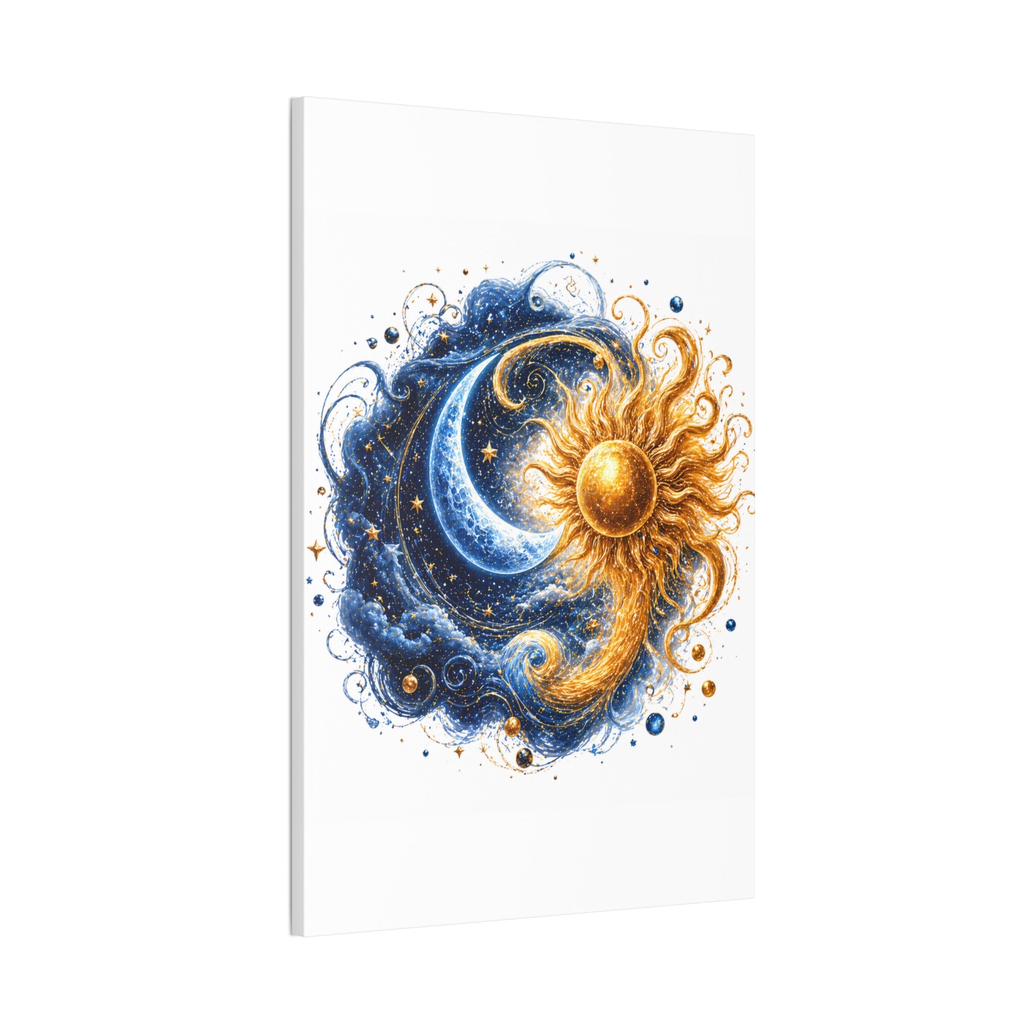 Sun and Moon Wall Art Canvas - Cosmic Celestial Painting