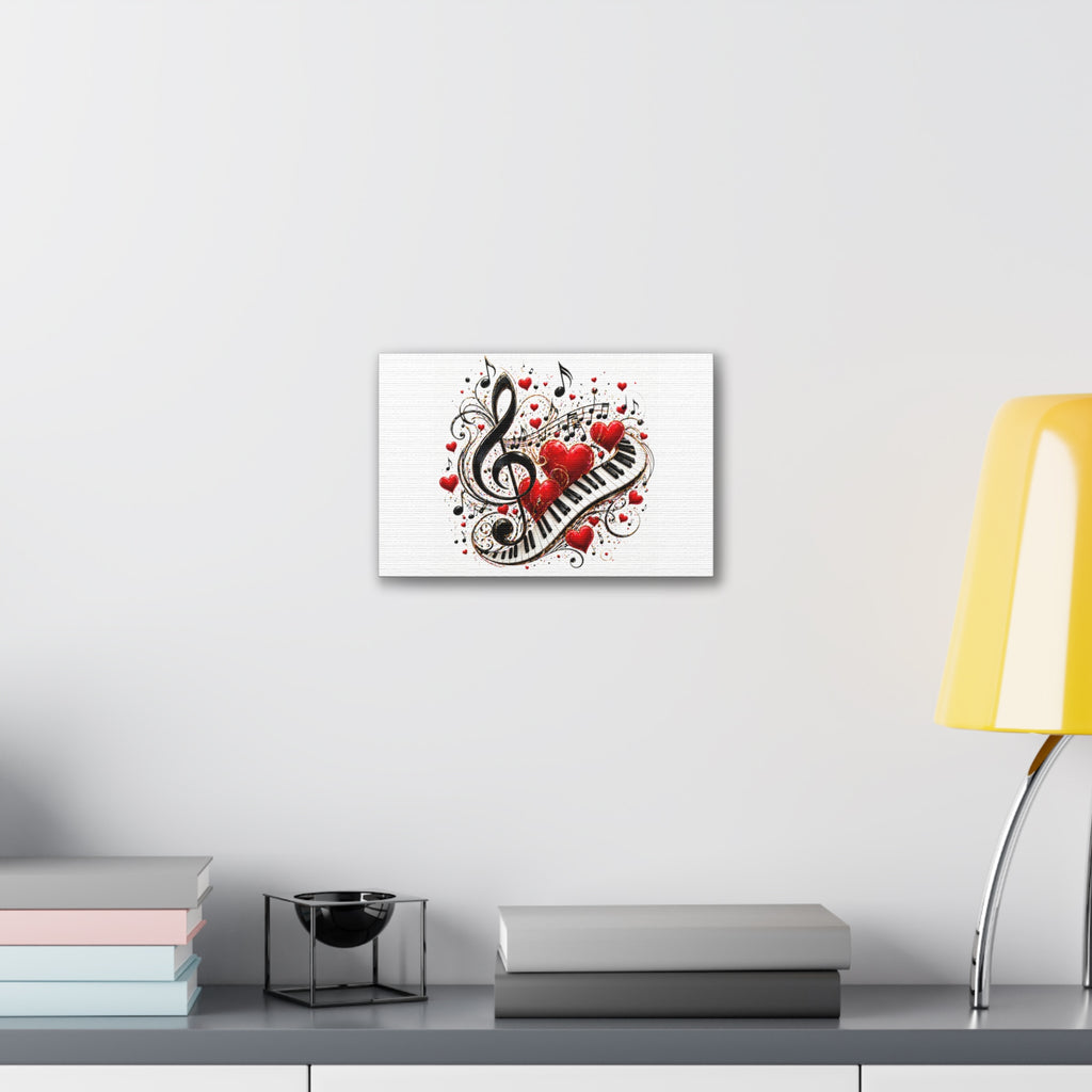 Canvas Print - Musical Hearts Treble Clef & Piano Wall Art (Valentine Music Gift)