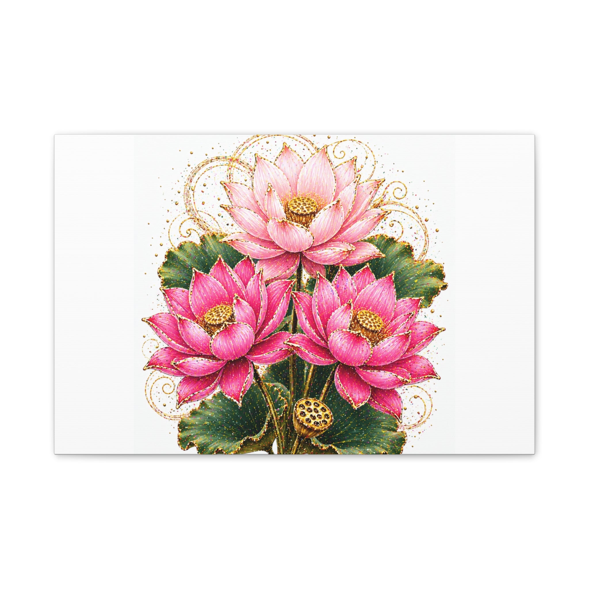 Lotus Floral Canvas Wall Art — Pink Lotus Stretched Canvas Print