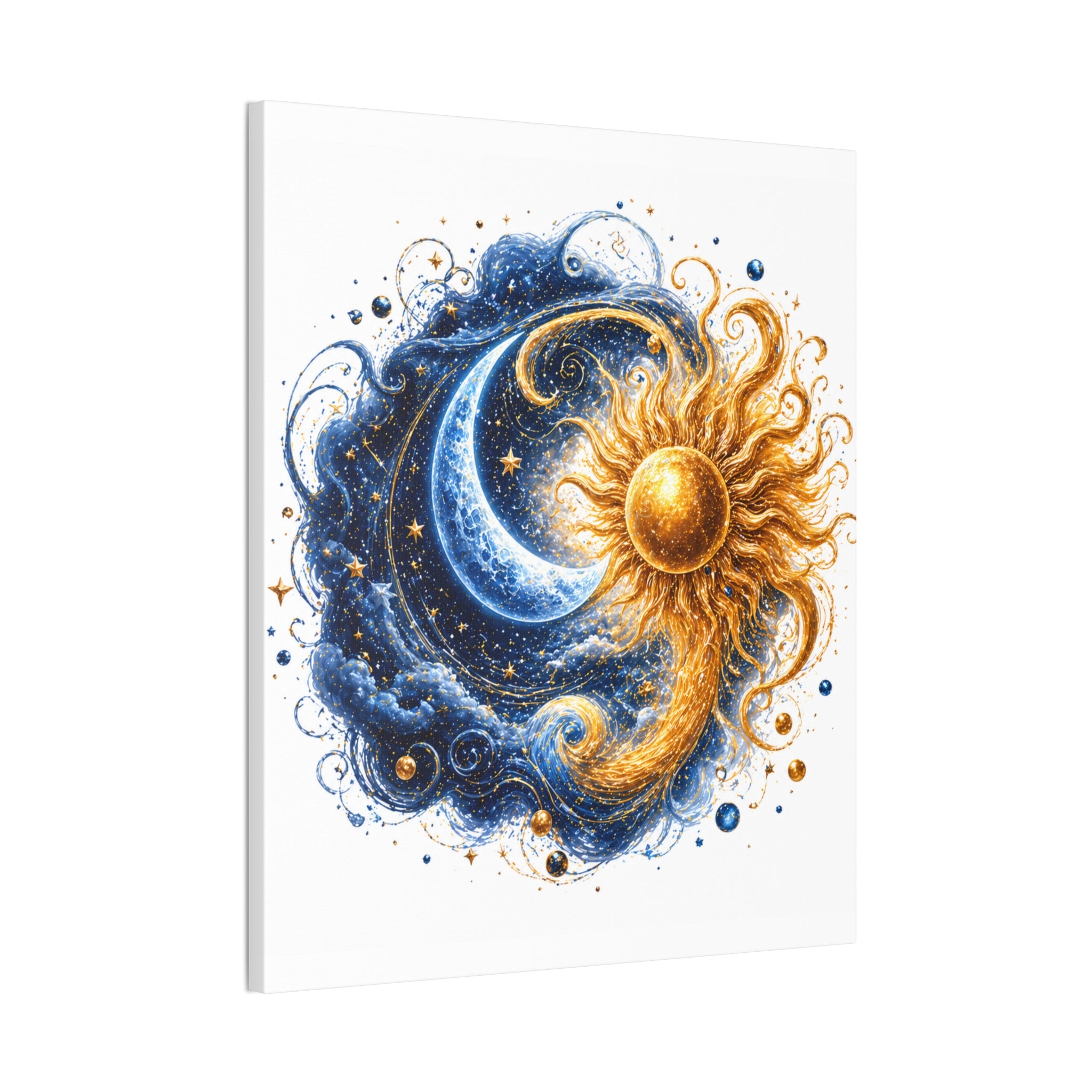 Sun and Moon Wall Art Canvas - Cosmic Celestial Painting