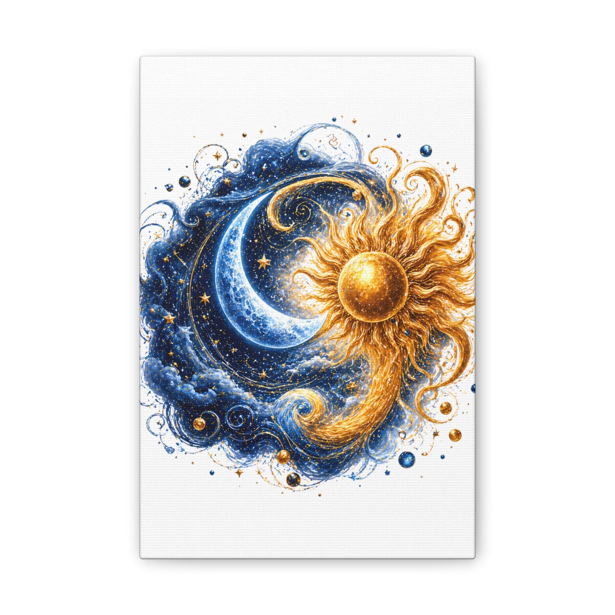 Sun and Moon Wall Art Canvas - Cosmic Celestial Painting