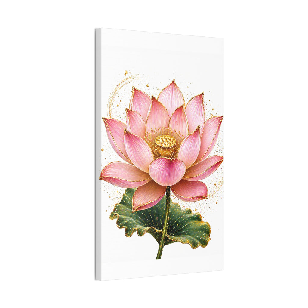 Pink Lotus Canvas Wall Art — Stretched Floral Canvas Print
