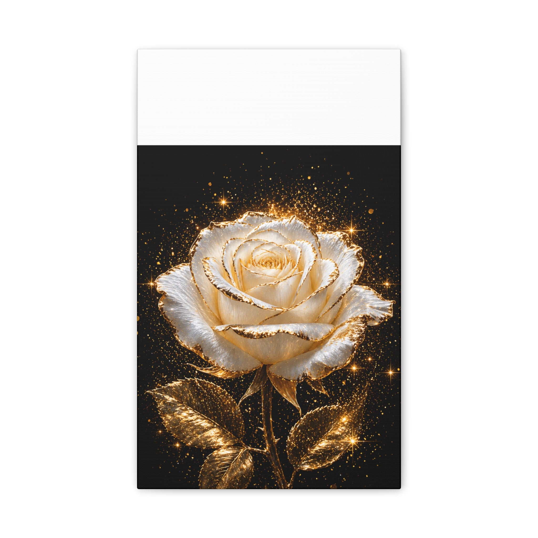 Golden Sparkle Rose Canvas Print — Glam Floral Wall Art