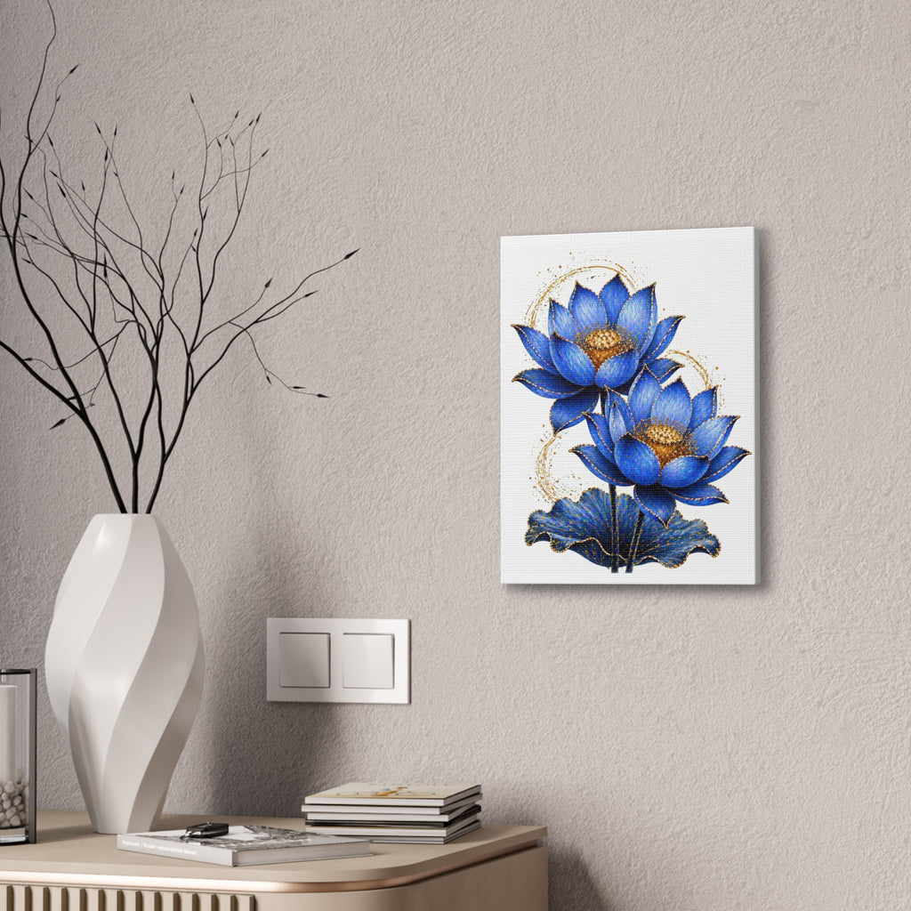 Blue Lotus Canvas Wall Art — Stretched 0.75" Botanical Print