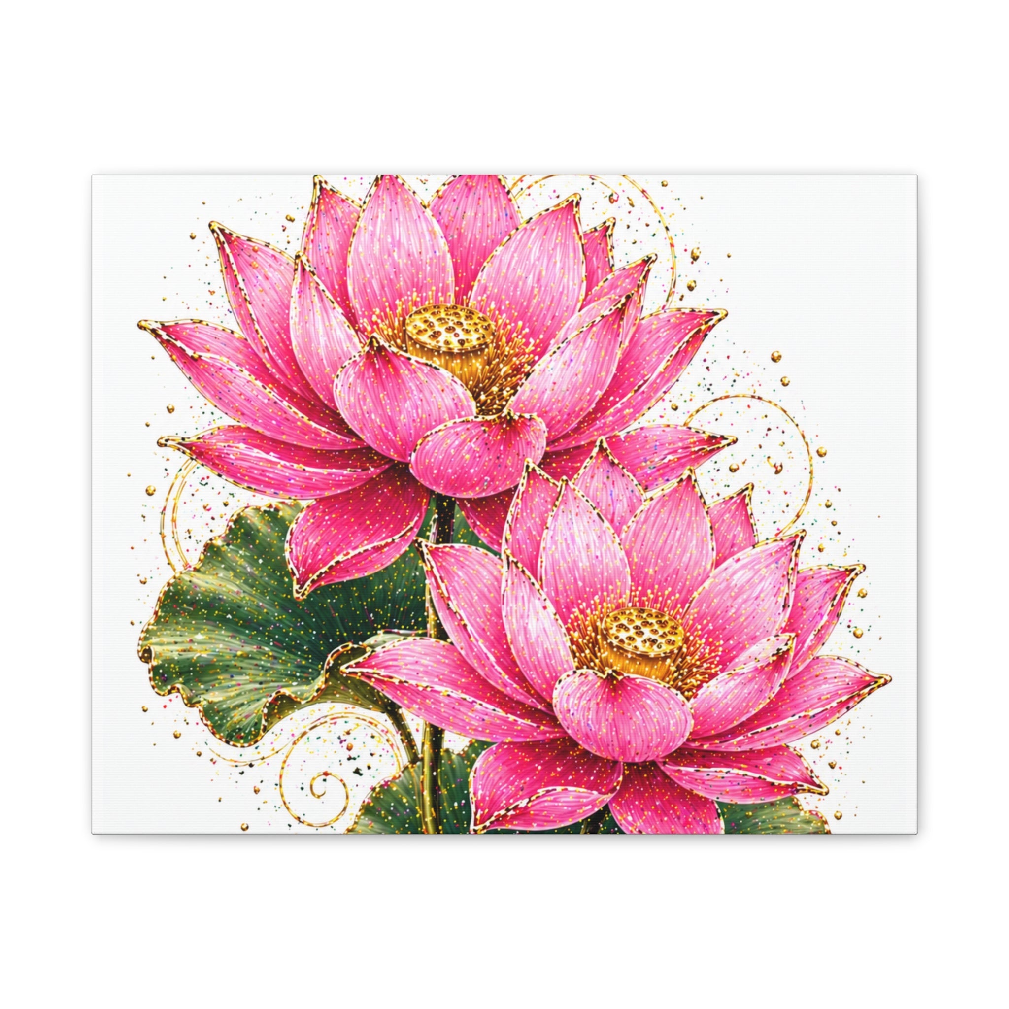 Pink Lotus Canvas Wall Art — Stretched Floral Canvas Print