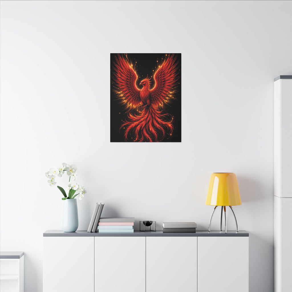 Fiery Phoenix Matte Stretched Canvas