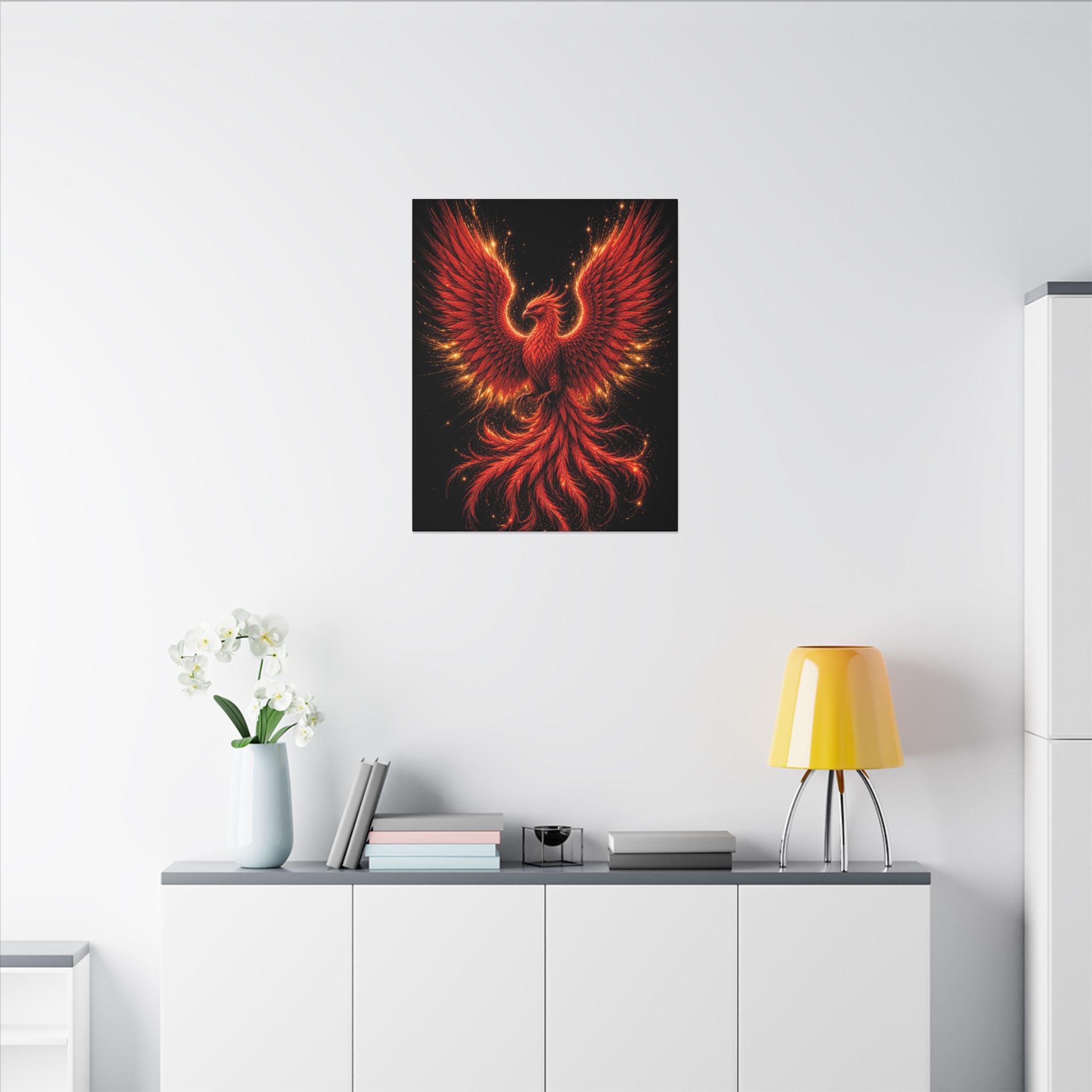 Fiery Phoenix Matte Stretched Canvas