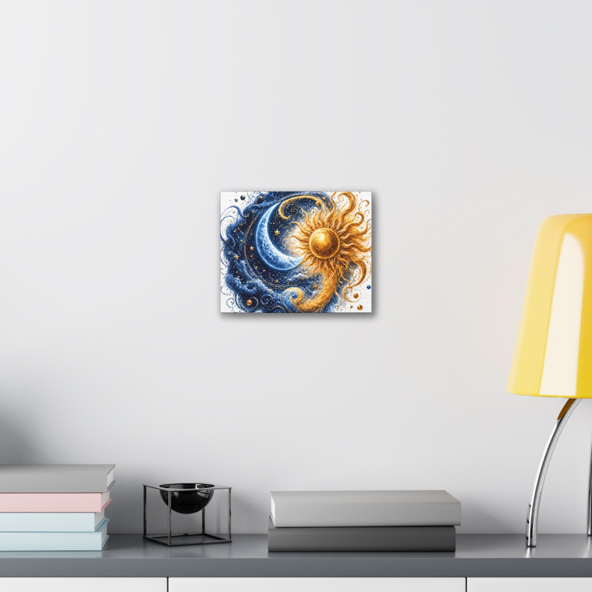 Sun and Moon Wall Art Canvas - Cosmic Celestial Painting
