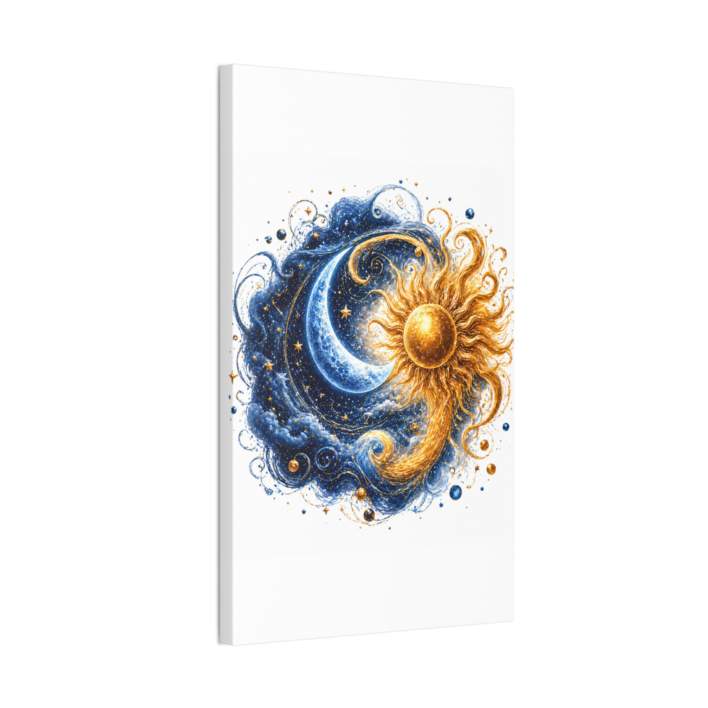 Sun and Moon Wall Art Canvas - Cosmic Celestial Painting