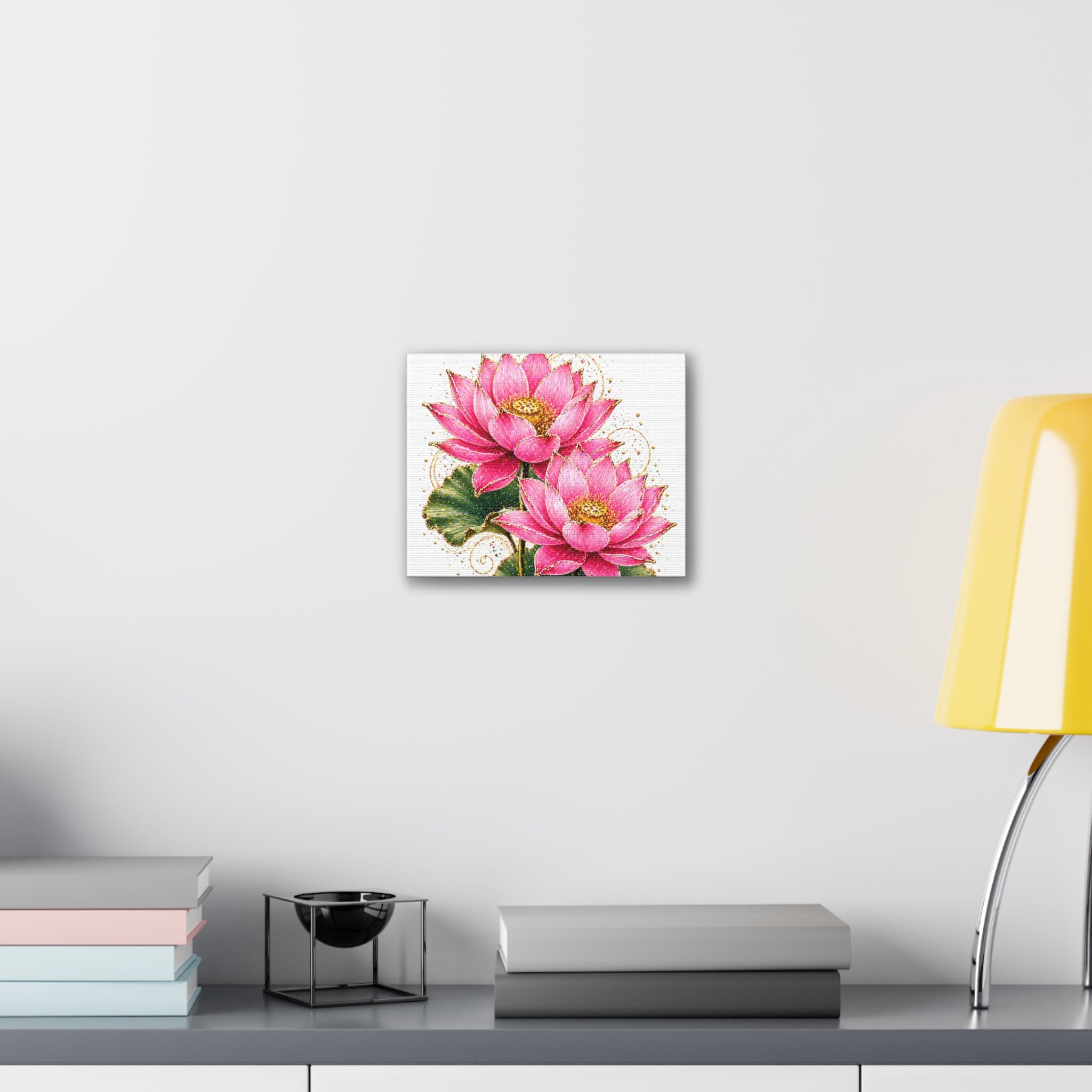 Pink Lotus Canvas Wall Art — Stretched Floral Canvas Print