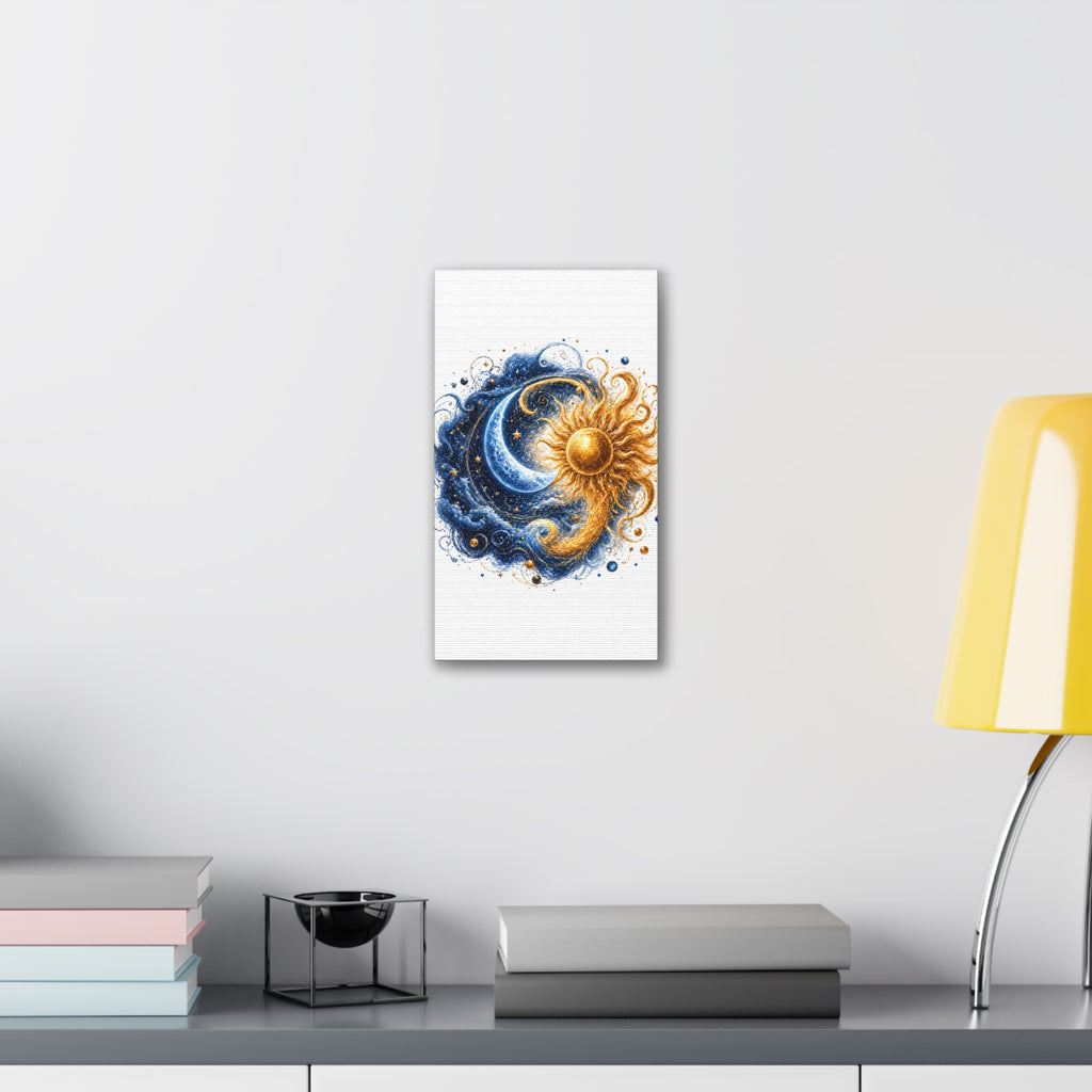 Sun and Moon Wall Art Canvas - Cosmic Celestial Painting