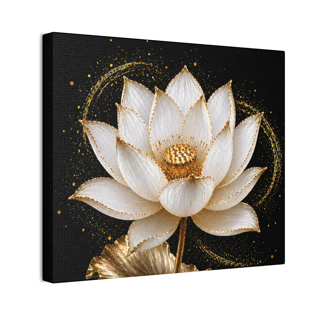 Gold Lotus Canvas Wall Art - Stretched Canvas Floral Print