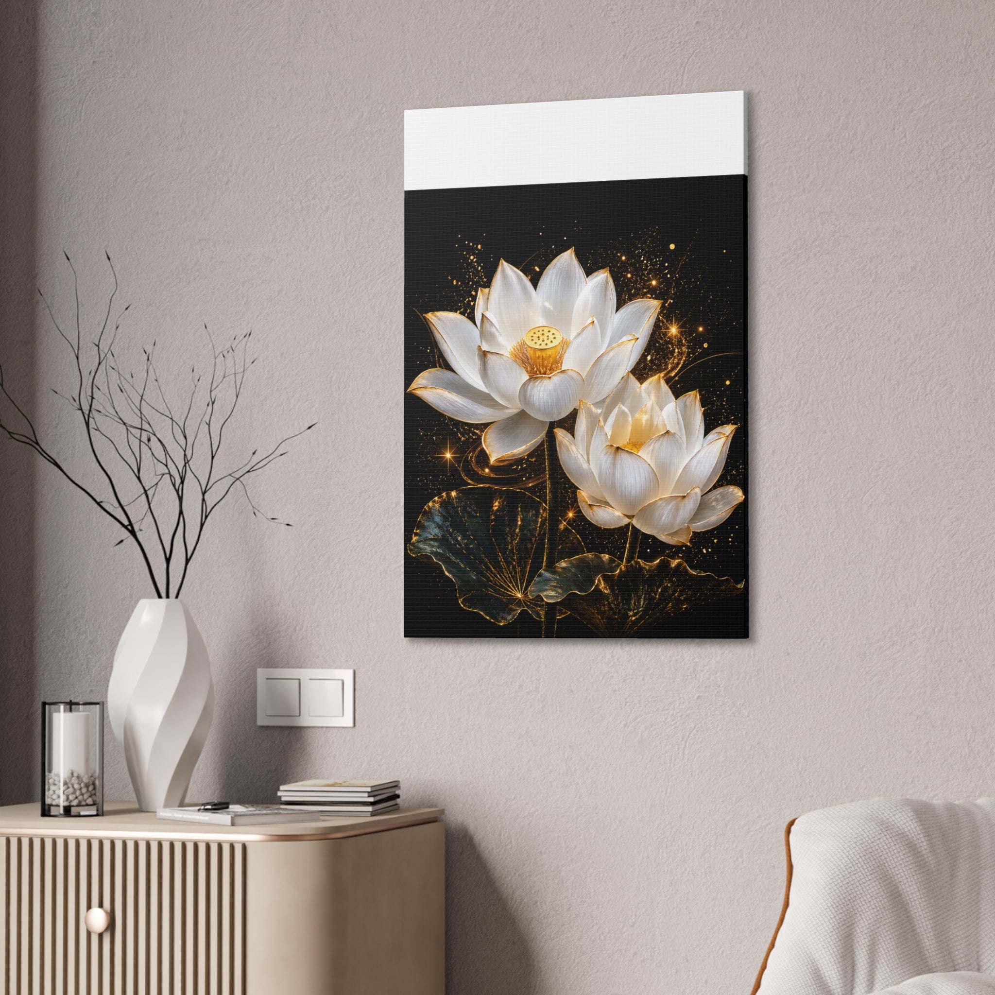 Golden Lotus Canvas Print