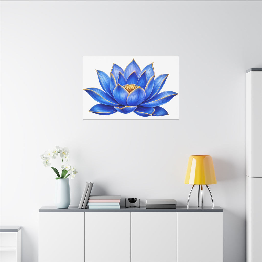 Blue Lotus Canvas Wall Art — Stretched Matte Floral Print