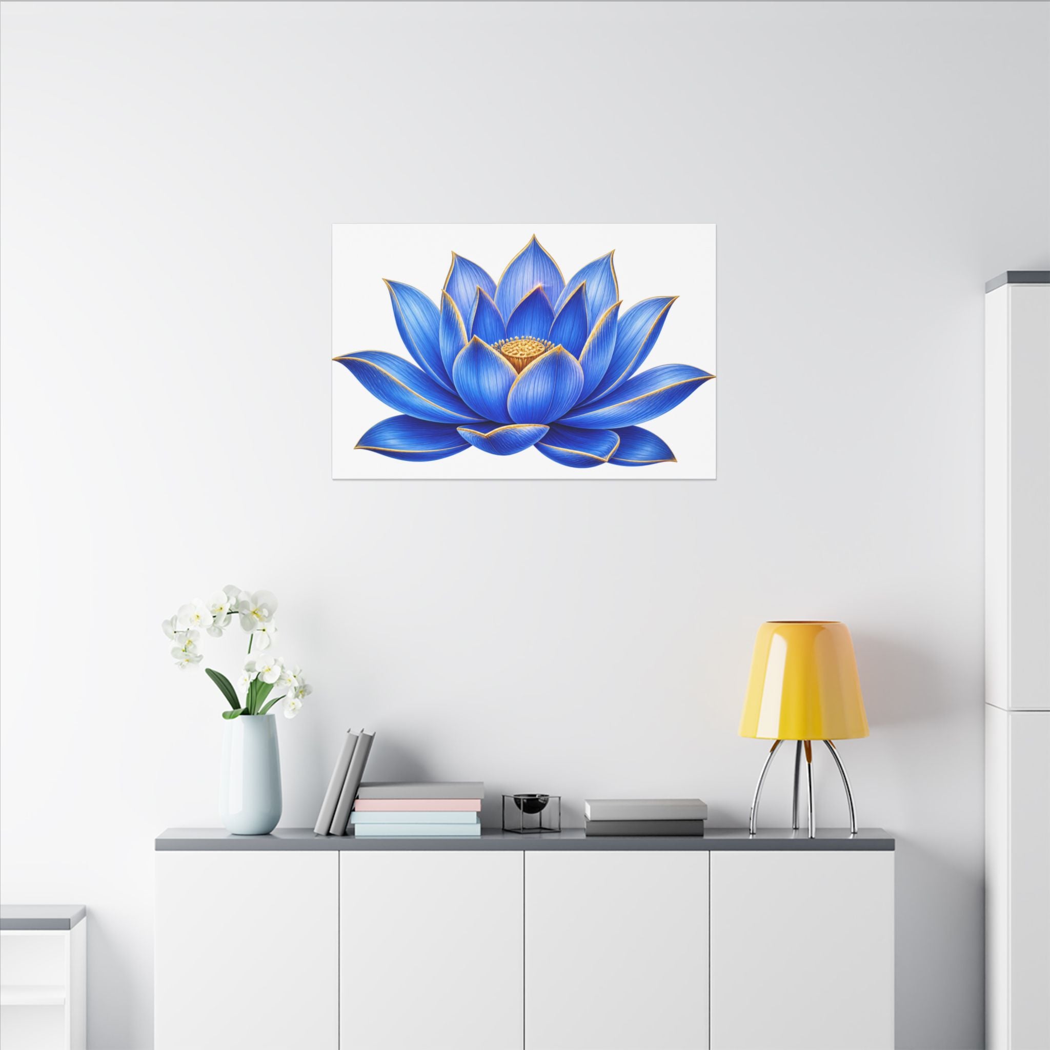 Blue Lotus Canvas Wall Art — Stretched Matte Floral Print