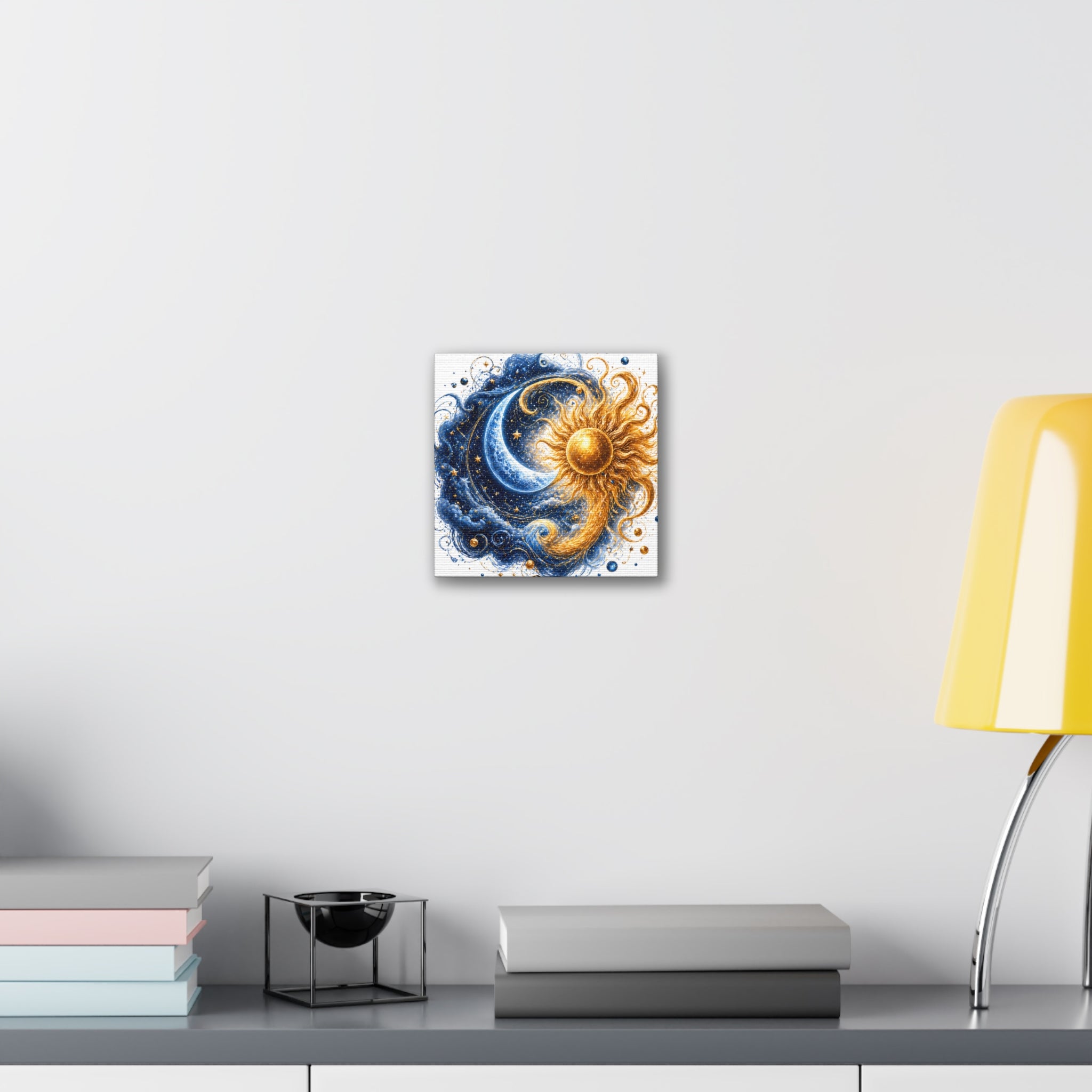 Sun and Moon Wall Art Canvas - Cosmic Celestial Painting