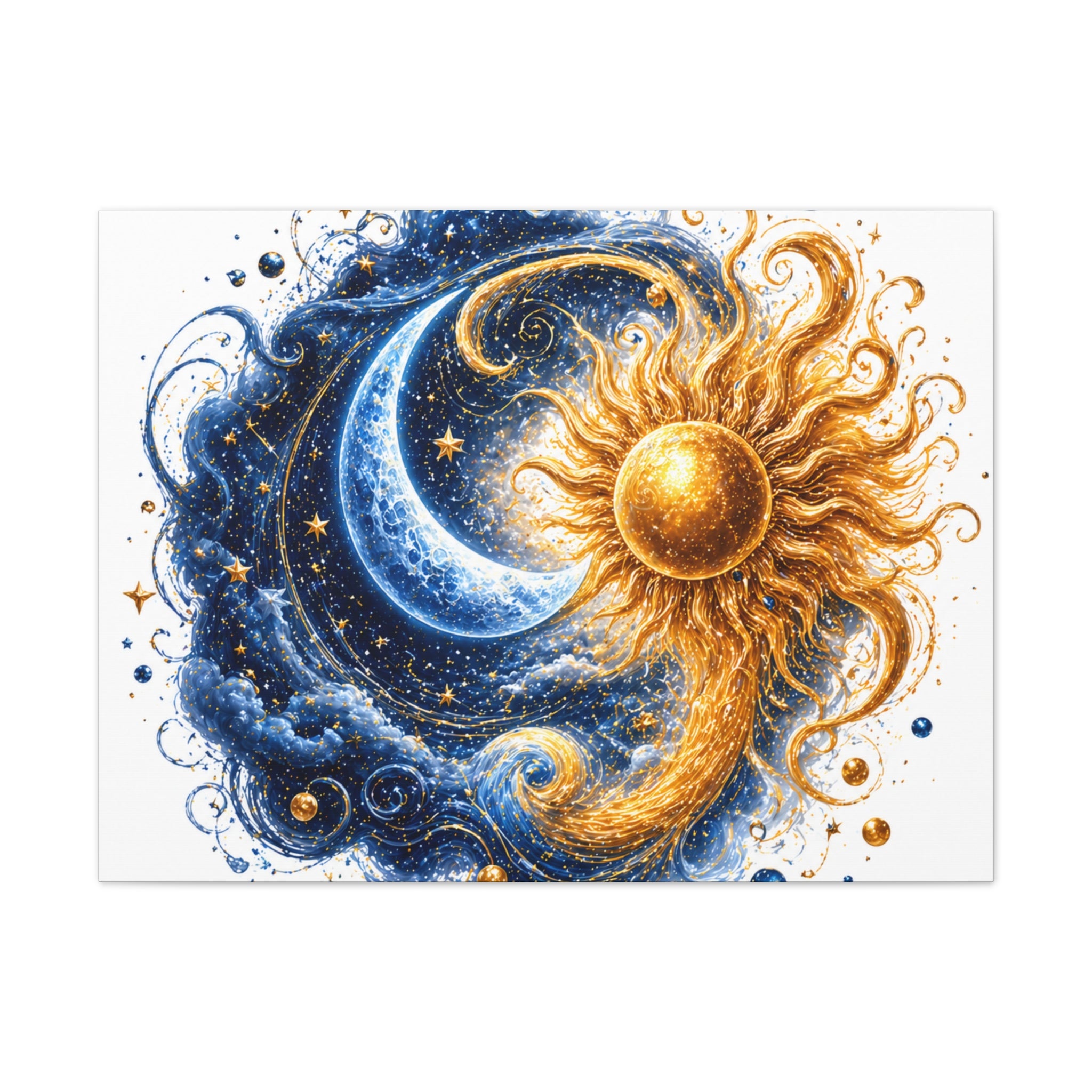 Sun and Moon Wall Art Canvas - Cosmic Celestial Painting
