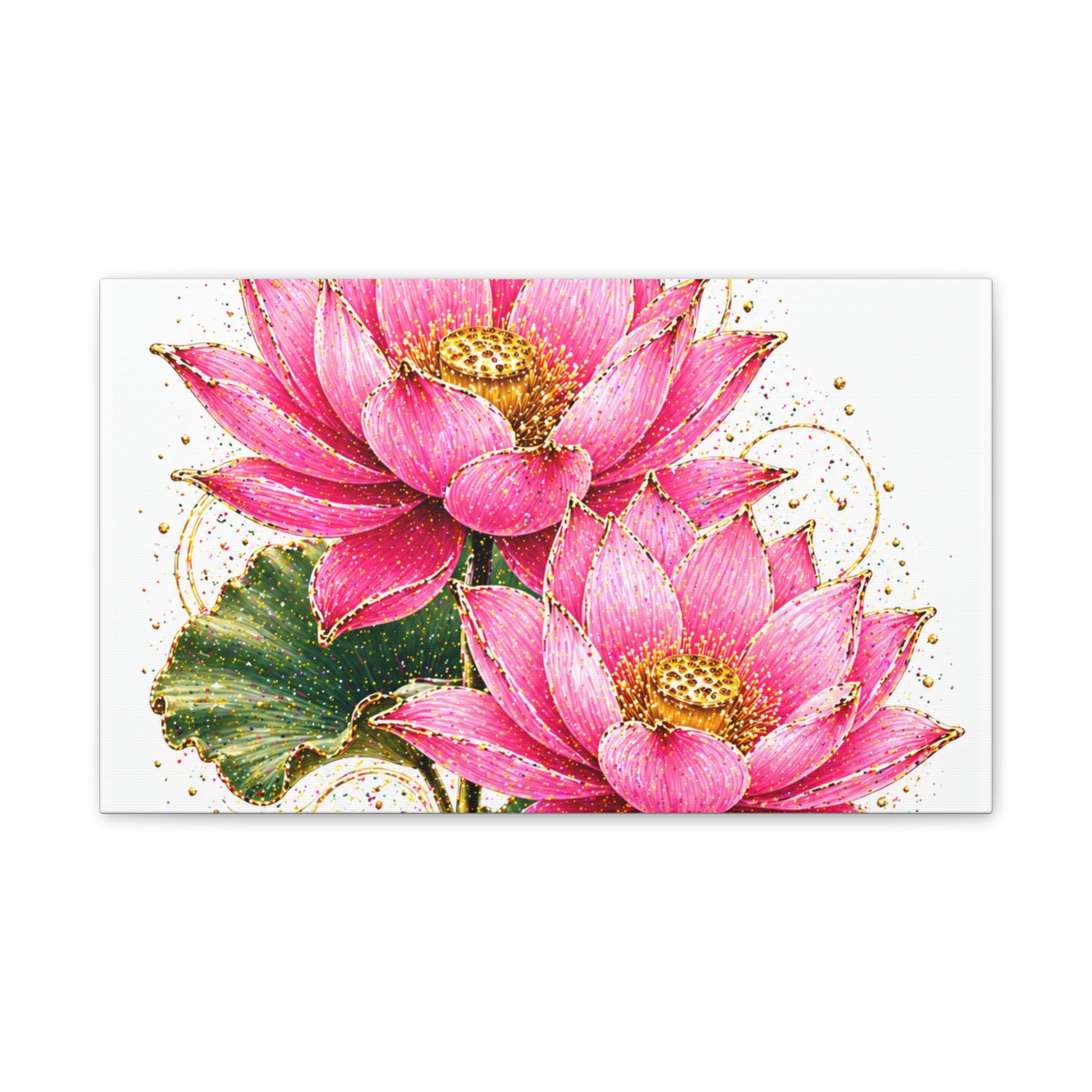 Pink Lotus Canvas Wall Art — Stretched Floral Canvas Print