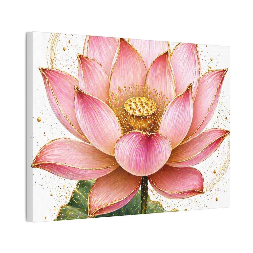 Pink Lotus Canvas Wall Art — Stretched Floral Canvas Print