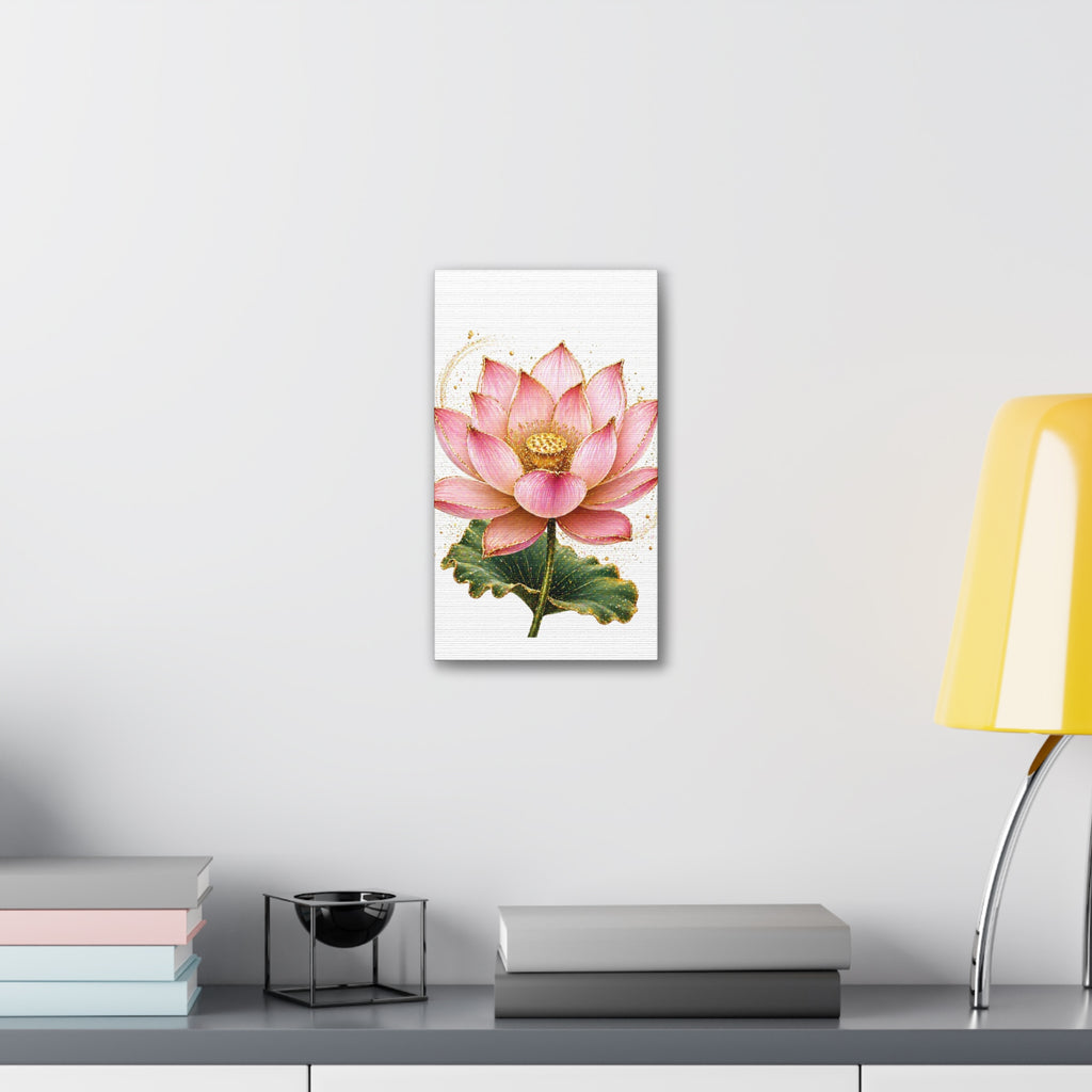 Pink Lotus Canvas Wall Art — Stretched Floral Canvas Print
