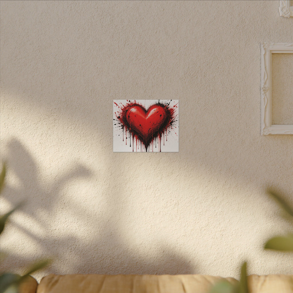 Dripping Red Heart Matte Canvas Wall Art — Bold Graffiti Love Print