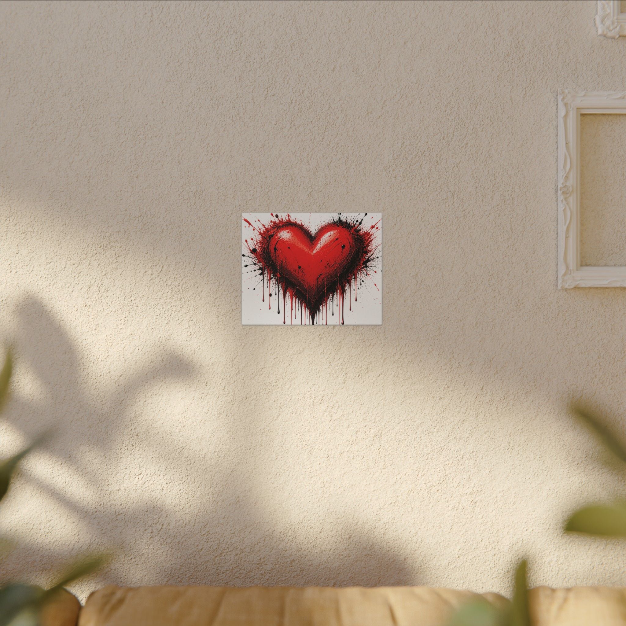 Dripping Red Heart Matte Canvas Wall Art — Bold Graffiti Love Print