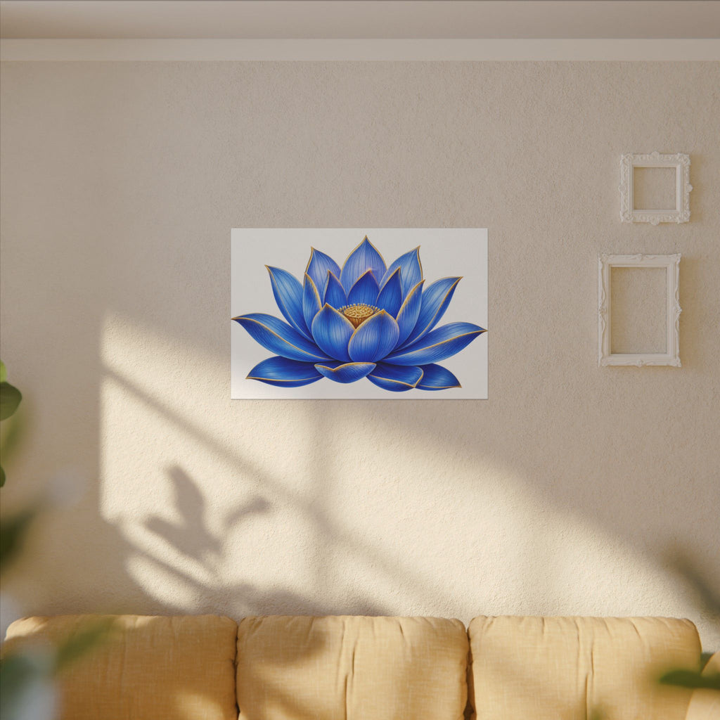 Blue Lotus Canvas Wall Art — Stretched Matte Floral Print