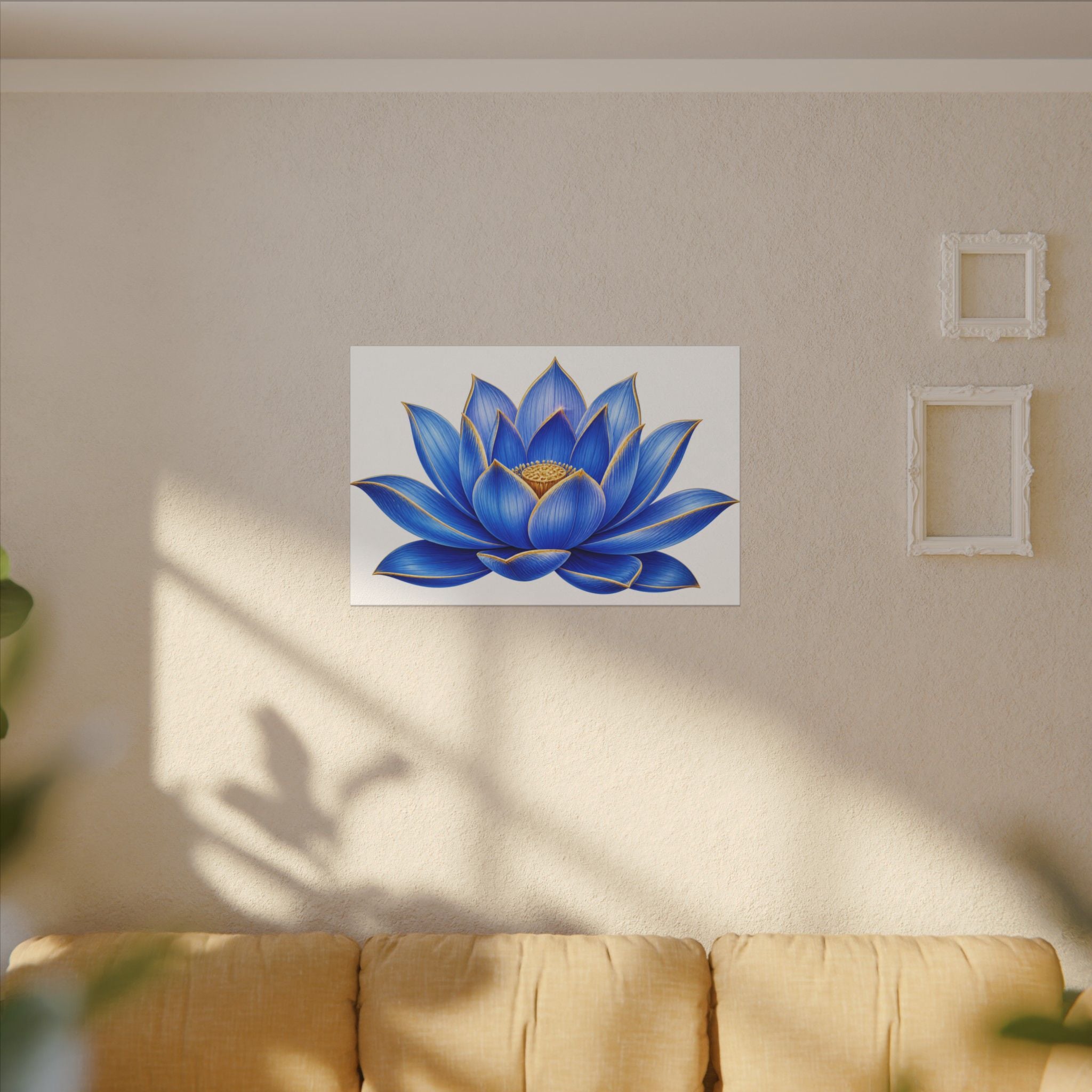 Blue Lotus Canvas Wall Art — Stretched Matte Floral Print