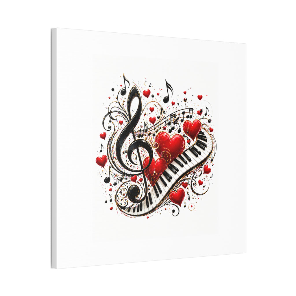 Canvas Print - Musical Hearts Treble Clef & Piano Wall Art (Valentine Music Gift)