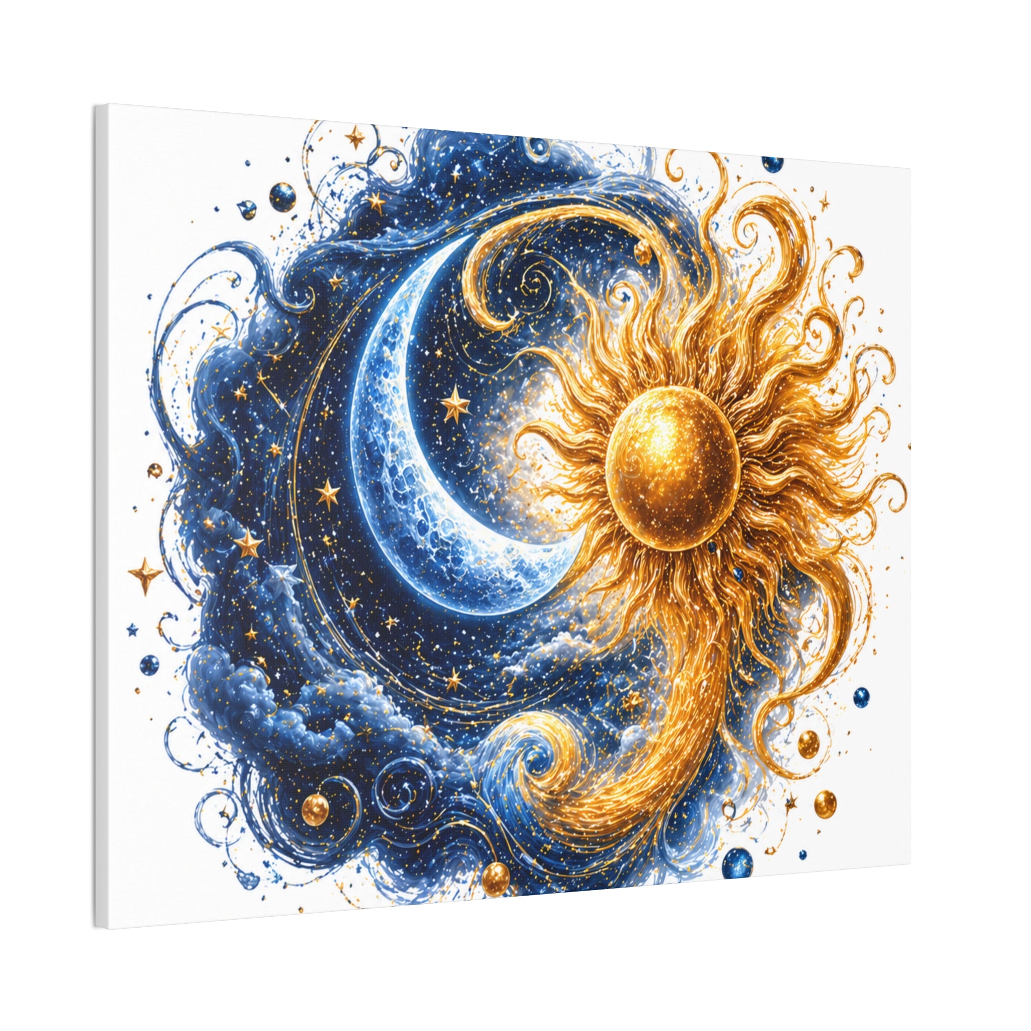 Sun and Moon Wall Art Canvas - Cosmic Celestial Painting