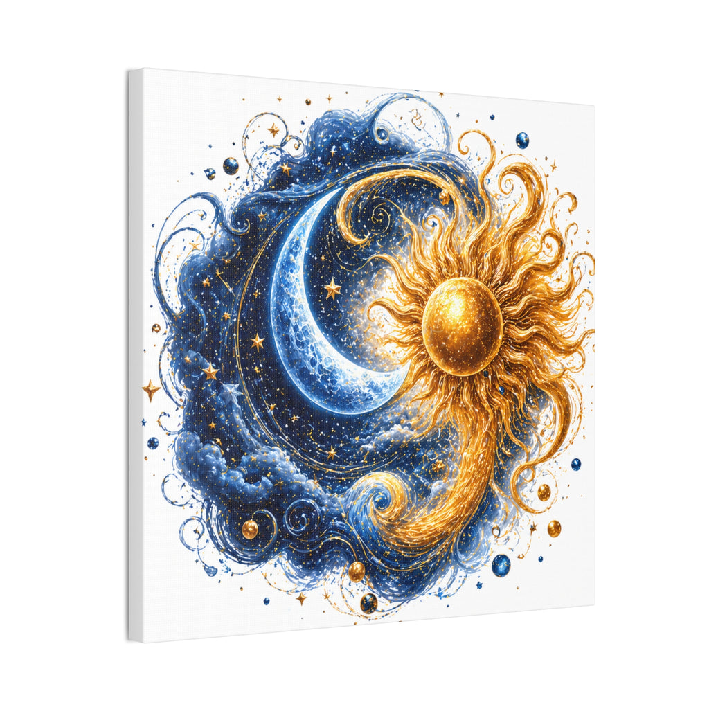 Sun and Moon Wall Art Canvas - Cosmic Celestial Painting