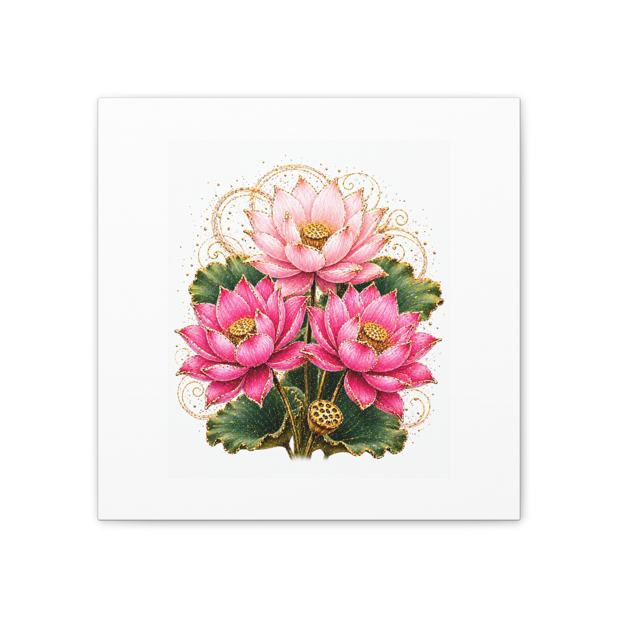 Lotus Floral Canvas Wall Art — Pink Lotus Stretched Canvas Print