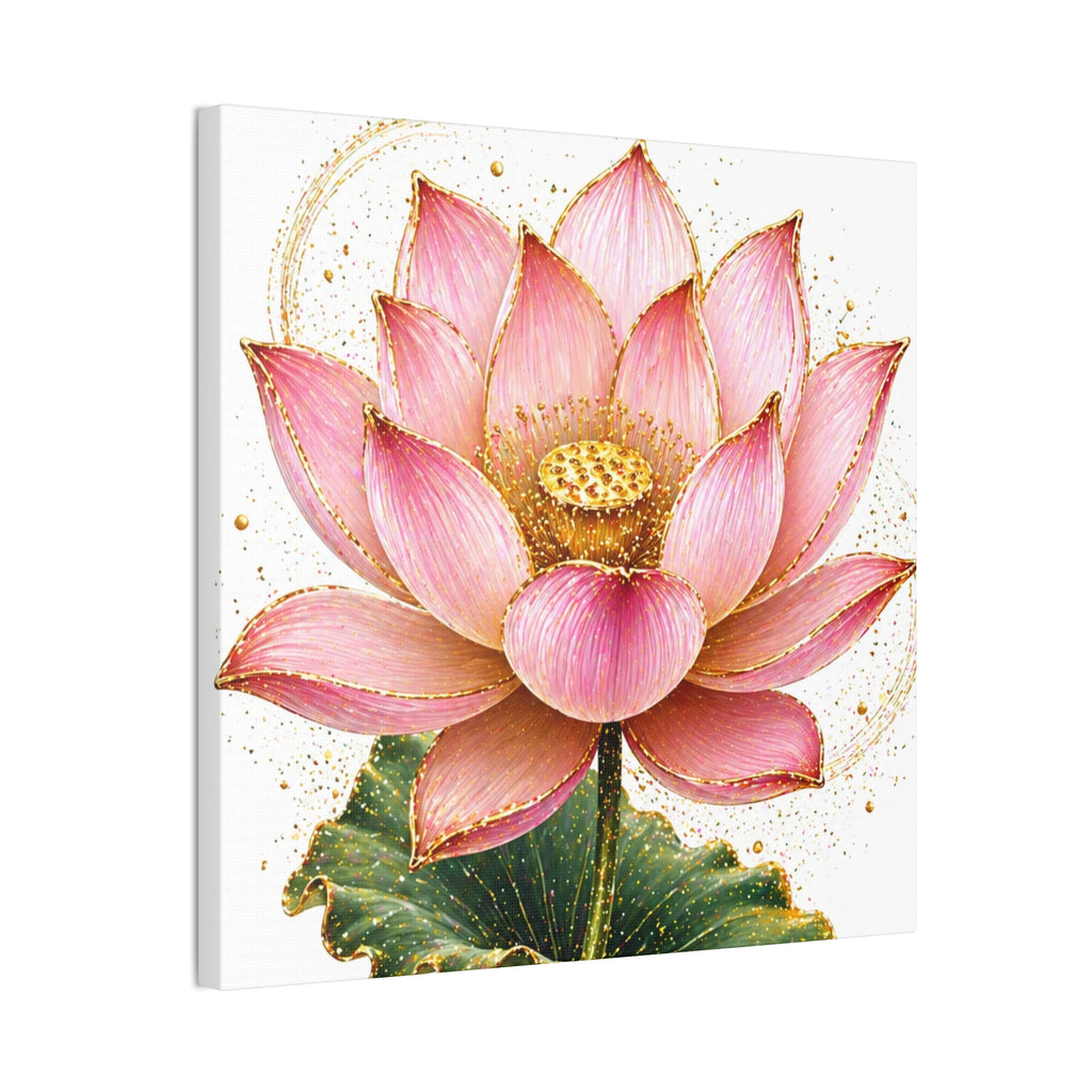 Pink Lotus Canvas Wall Art — Stretched Floral Canvas Print