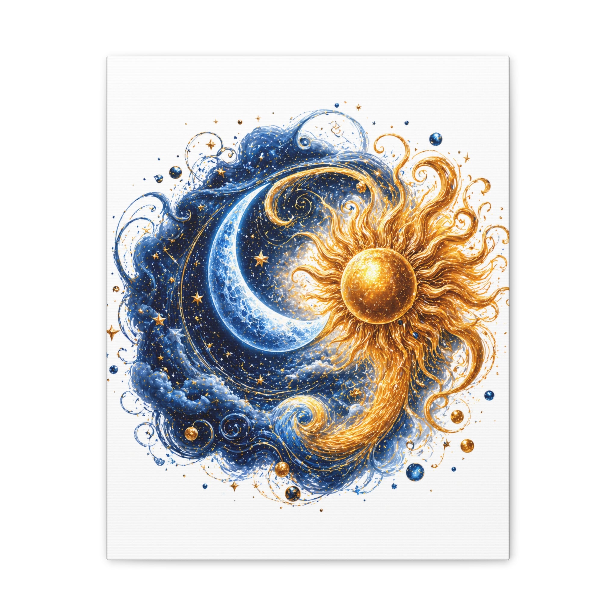 Sun and Moon Wall Art Canvas - Cosmic Celestial Painting