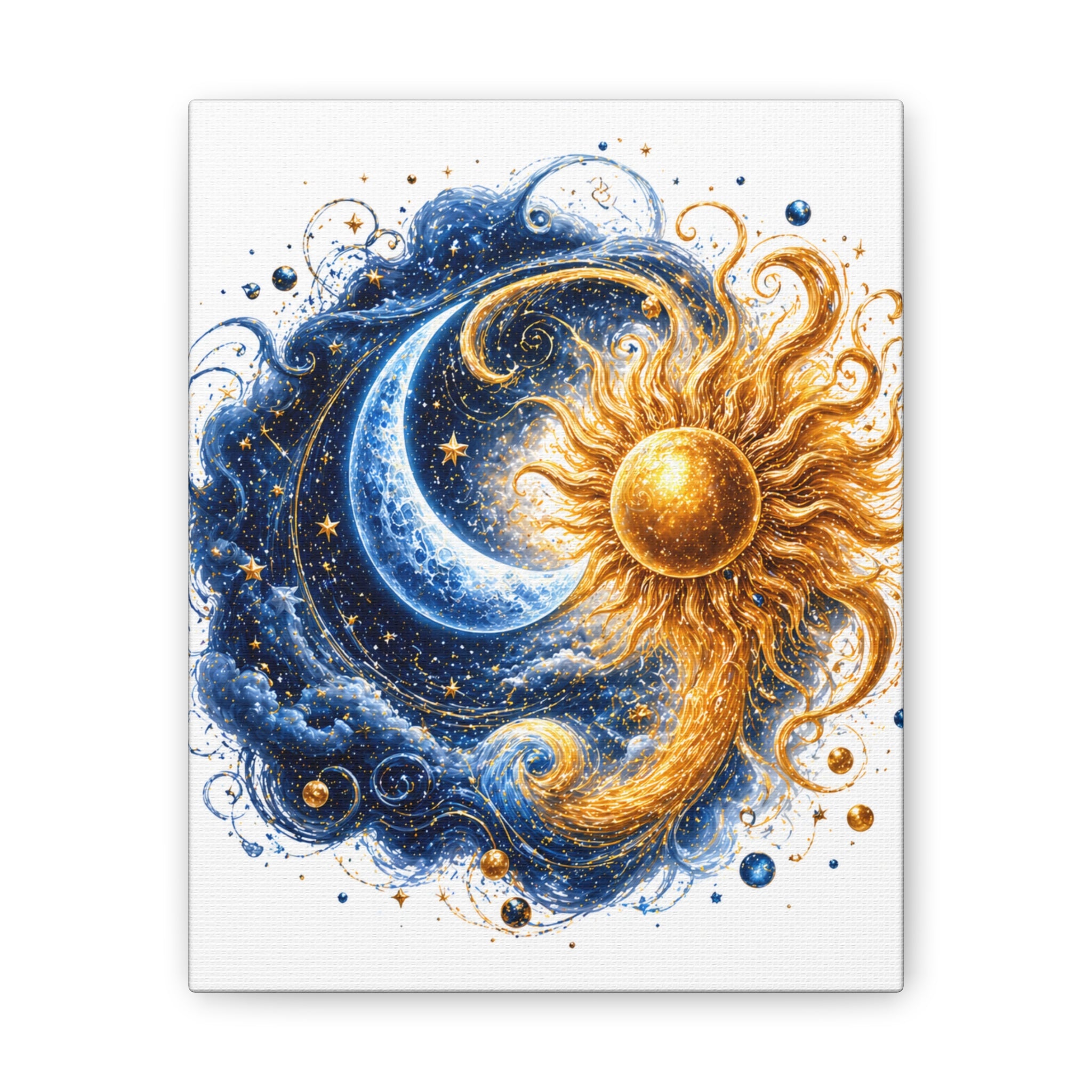 Sun and Moon Wall Art Canvas - Cosmic Celestial Painting