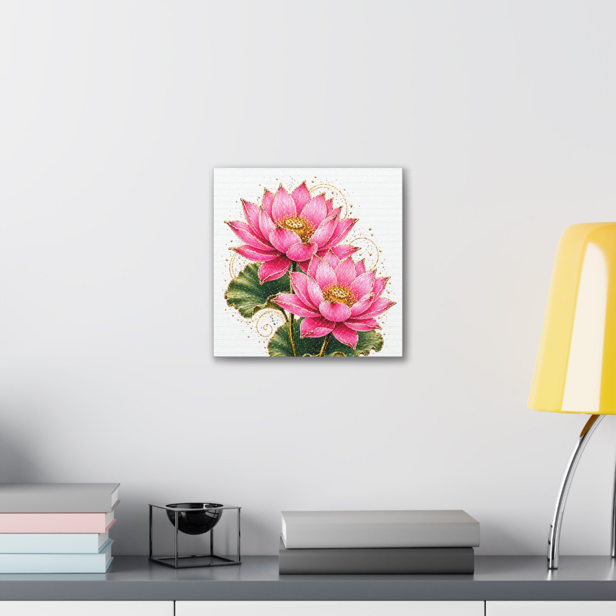 Pink Lotus Canvas Wall Art — Stretched Floral Canvas Print