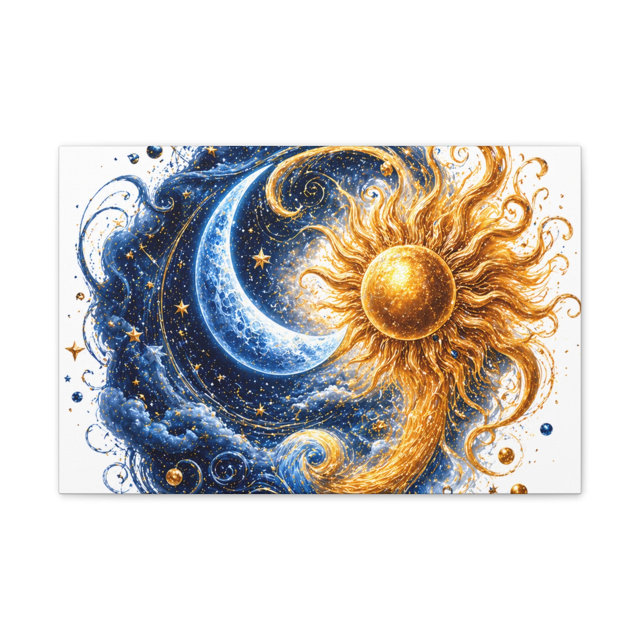 Sun and Moon Wall Art Canvas - Cosmic Celestial Painting
