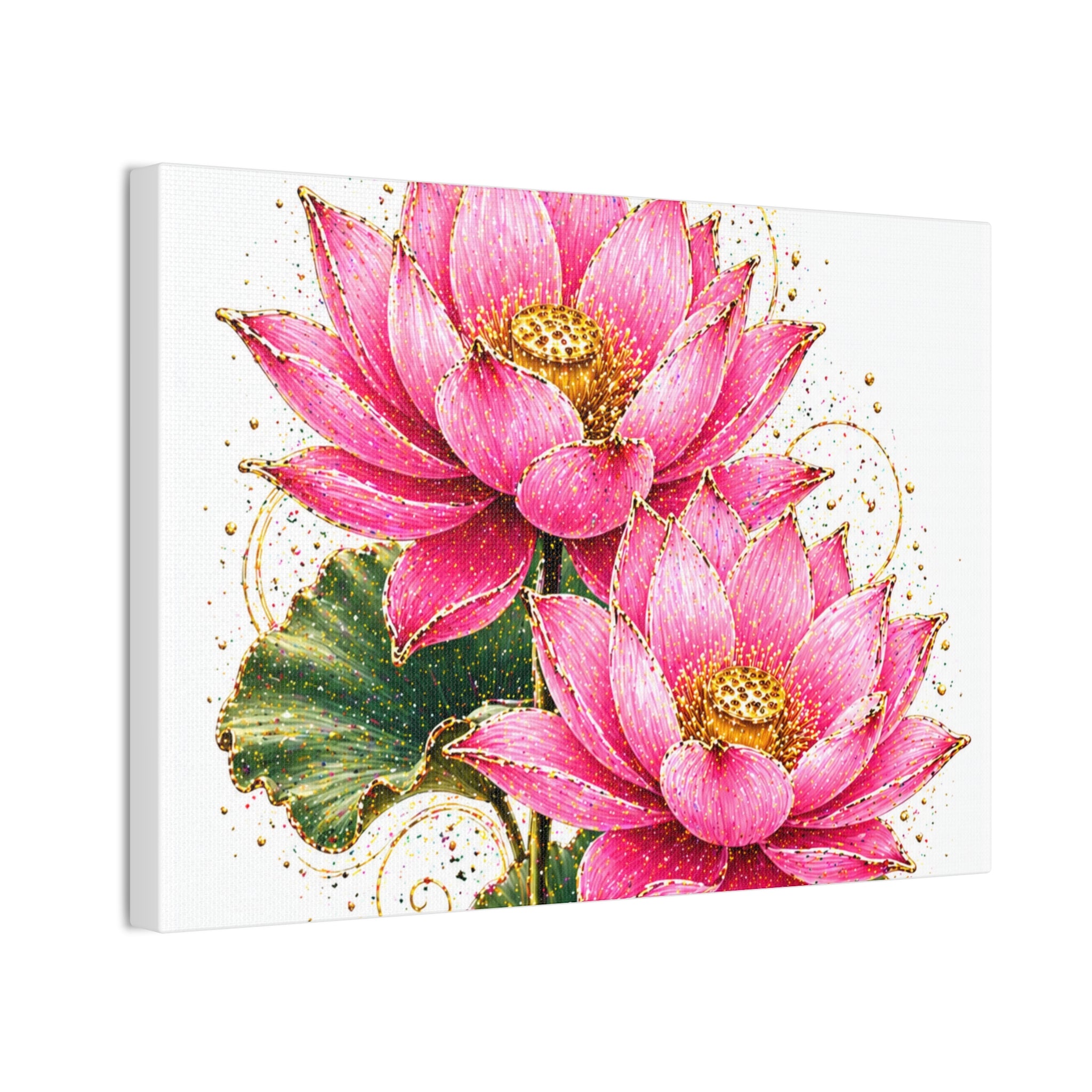 Pink Lotus Canvas Wall Art — Stretched Floral Canvas Print