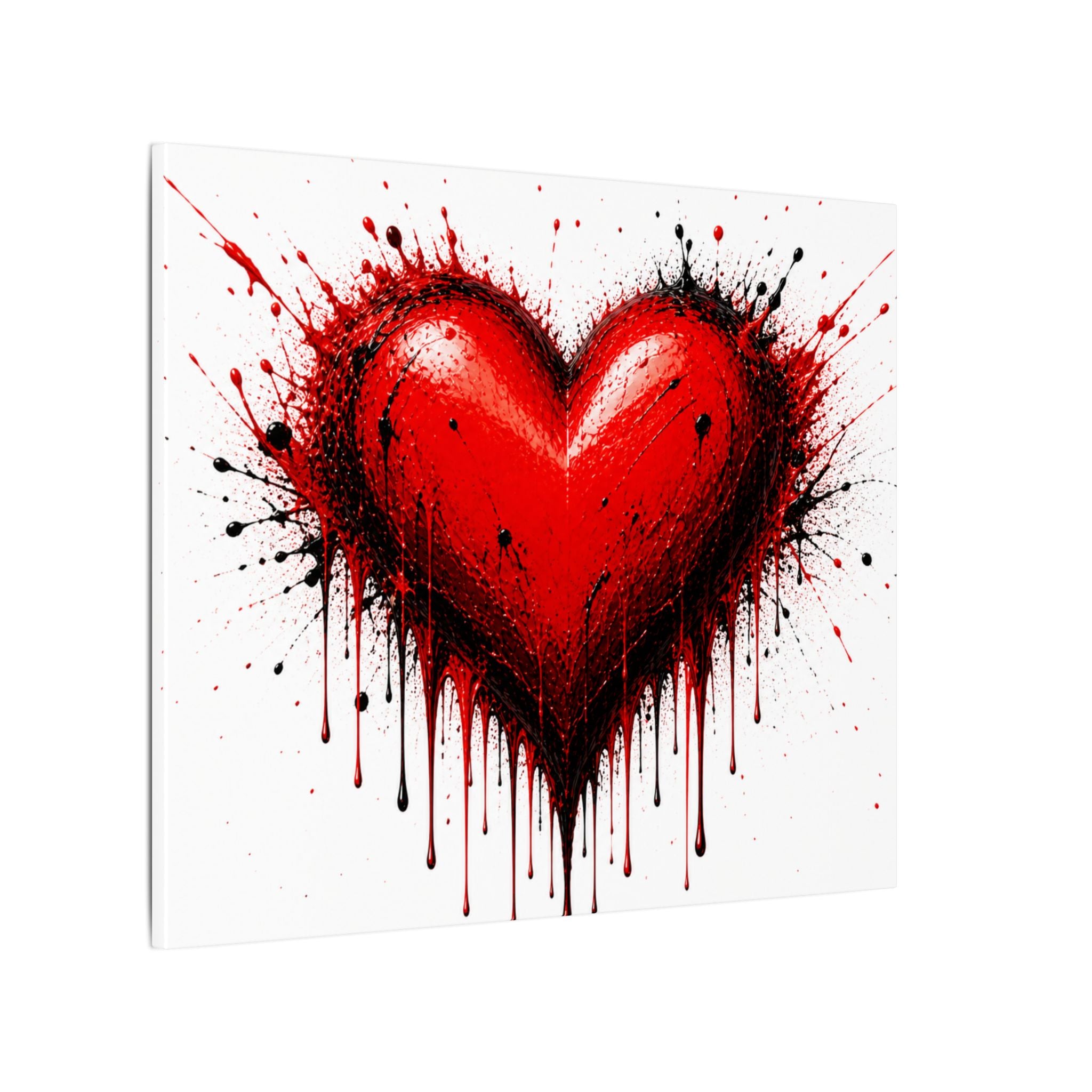 Dripping Red Heart Matte Canvas Wall Art — Bold Graffiti Love Print