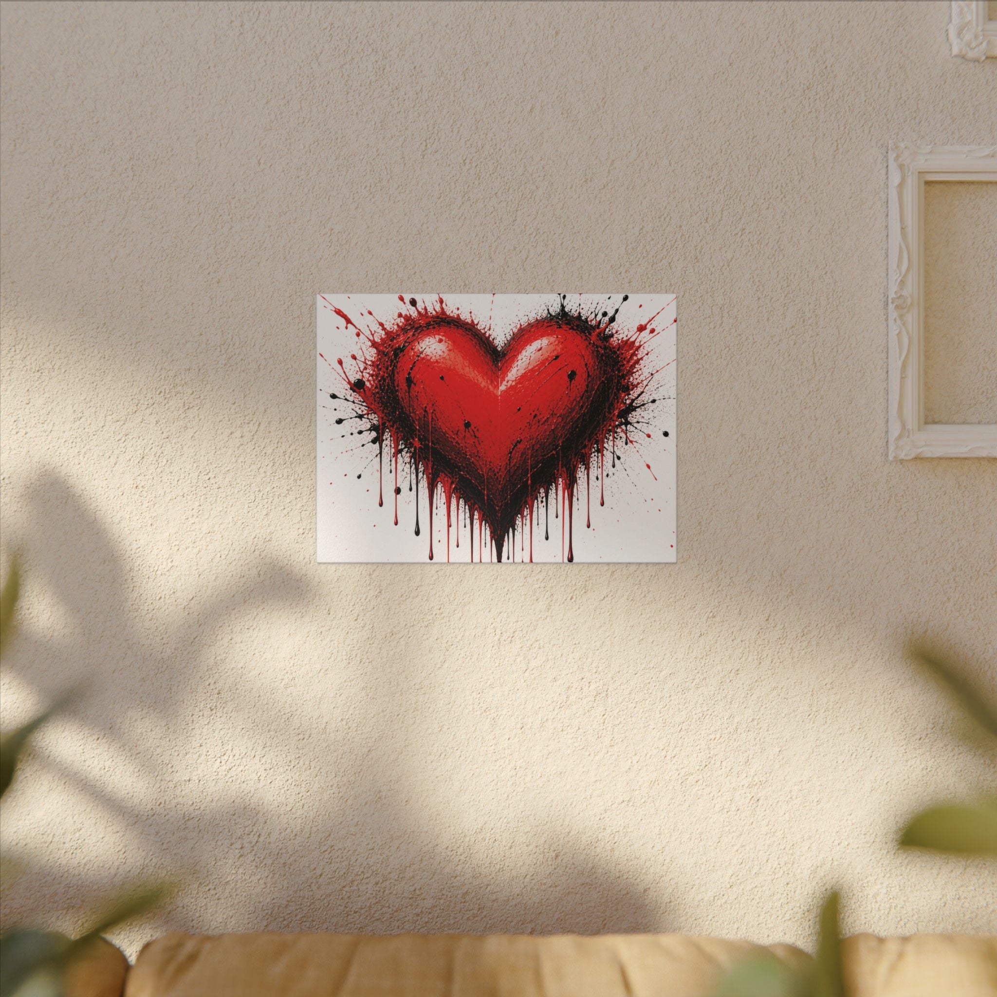 Dripping Red Heart Matte Canvas Wall Art — Bold Graffiti Love Print