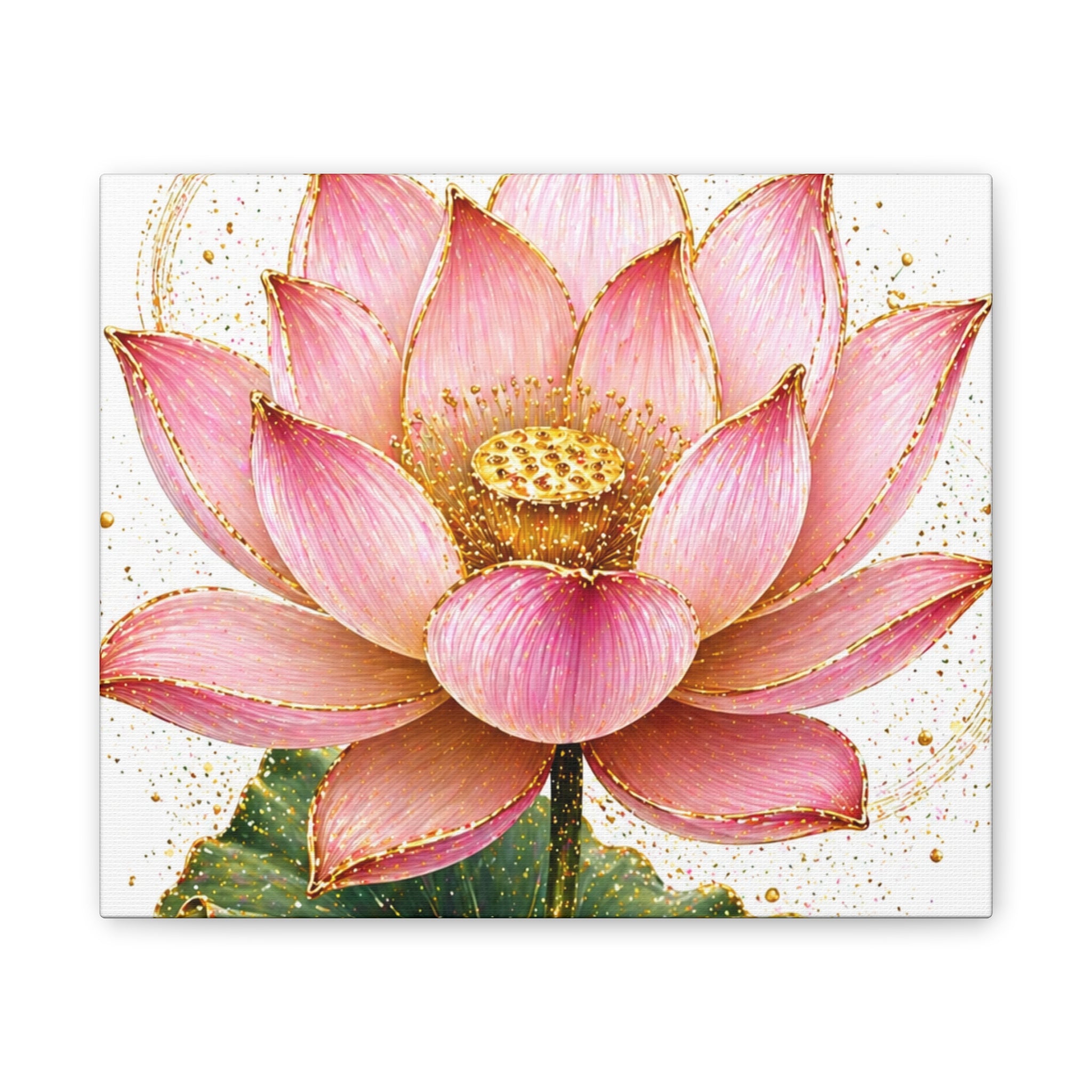 Pink Lotus Canvas Wall Art — Stretched Floral Canvas Print