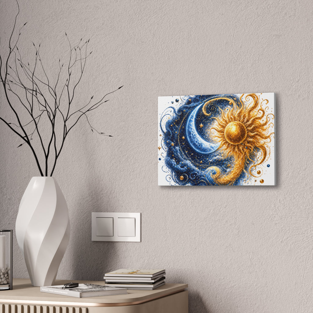 Sun and Moon Wall Art Canvas - Cosmic Celestial Painting