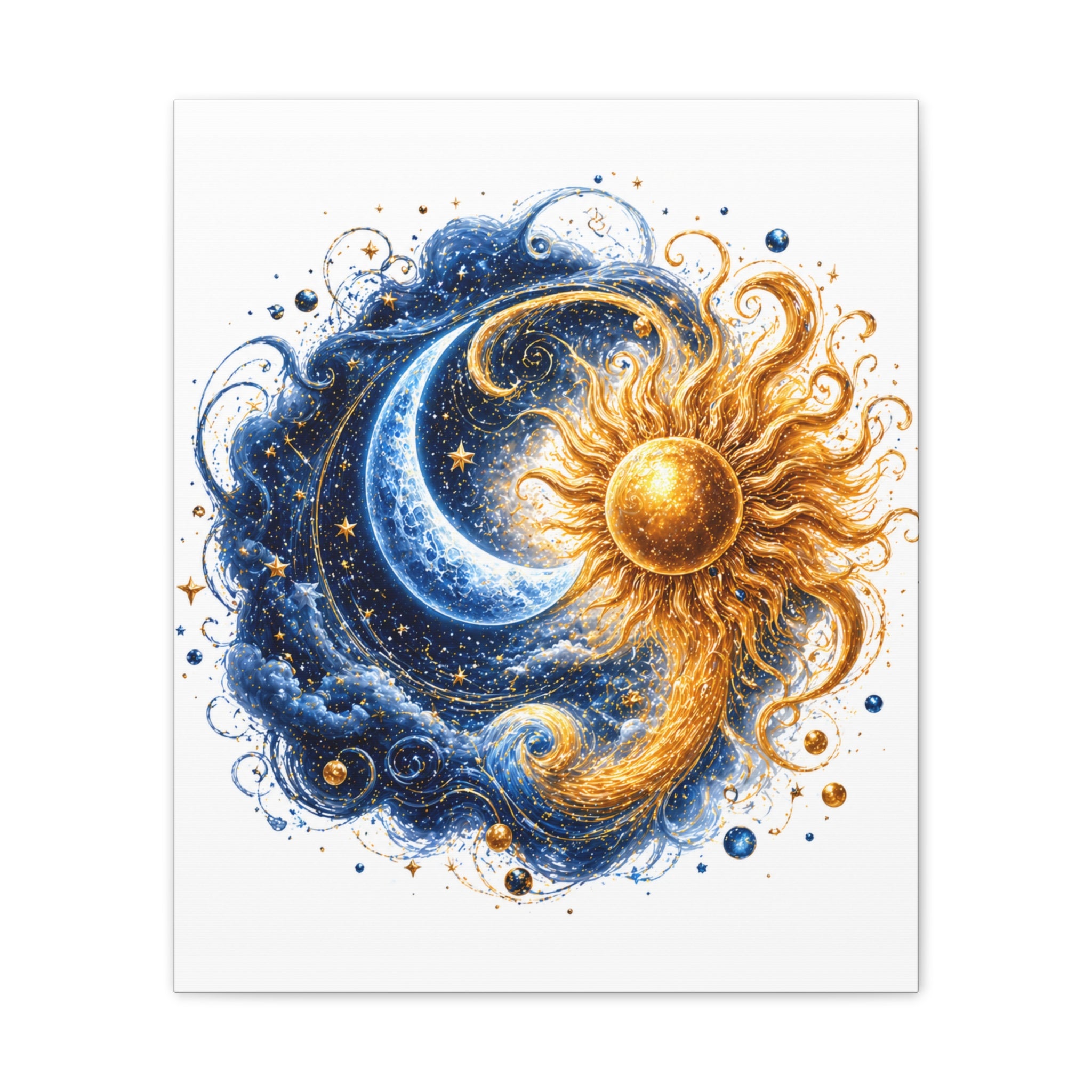 Sun and Moon Wall Art Canvas - Cosmic Celestial Painting